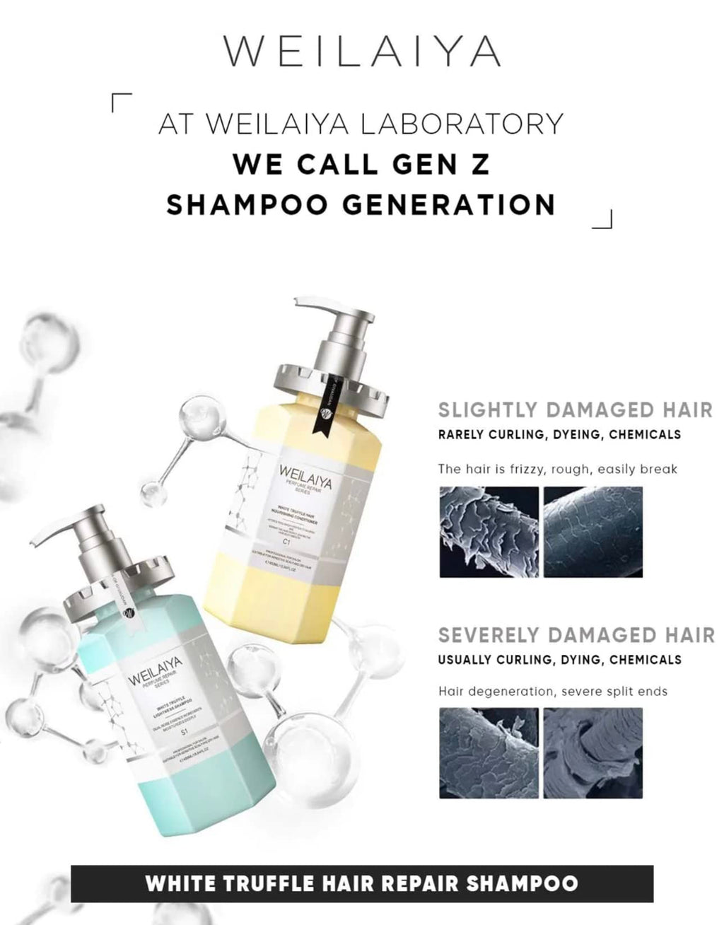 Weilaiya White Truffle Shampoo & Conditioner Duo (450mL) — Frizz Control, Repair & Nourishing
