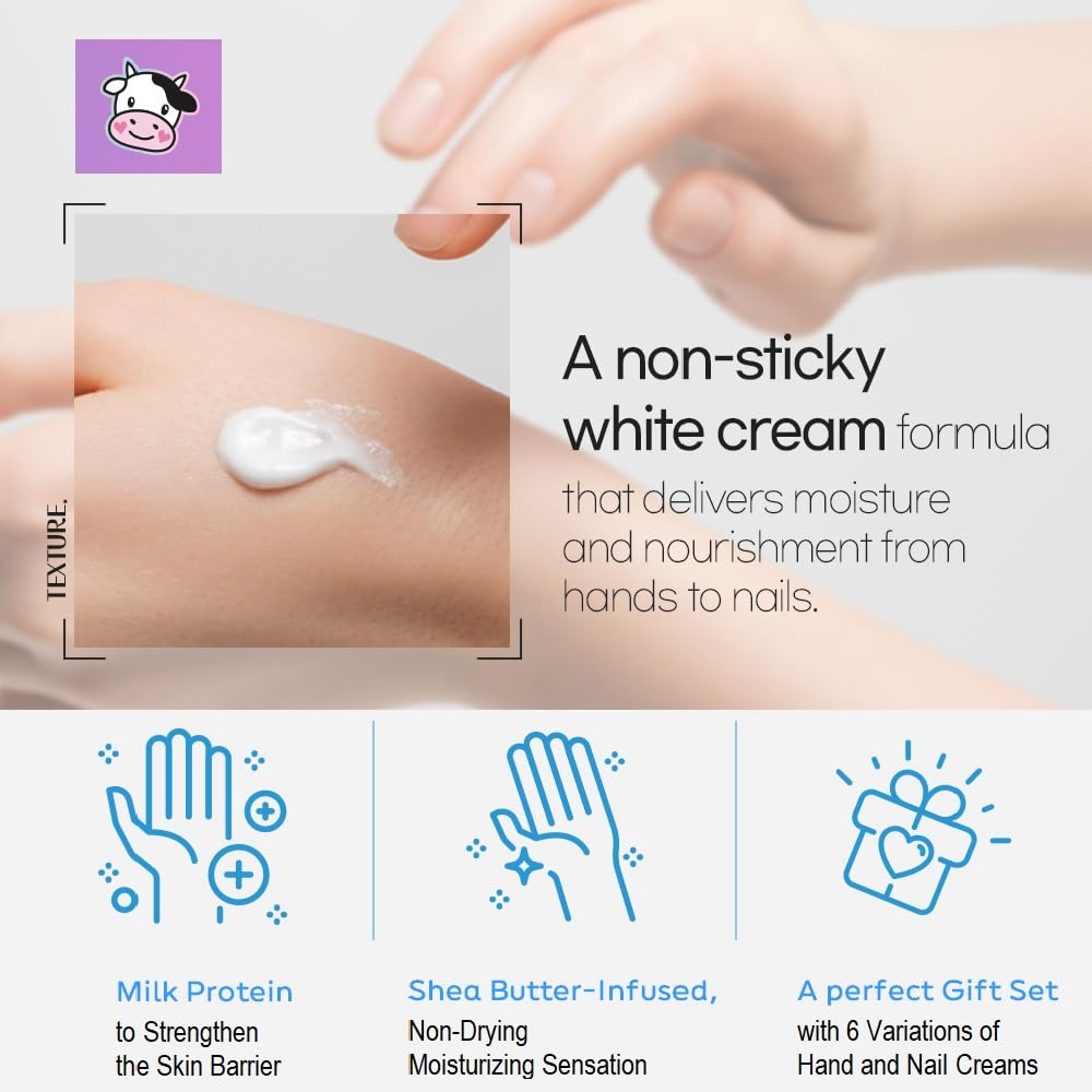KWAILNARA Milk Hand & Nail Cream Gift Set (6-Pack) – Korean Hand Cream Variety by WELCOS | Strawberry, Peach, Honey, Vitamin, Hyaluronic, Collagen
