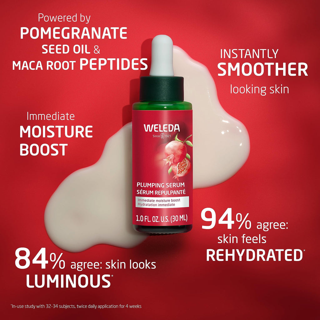 Weleda Face Care Plumping Serum – Plant Rich Serum with Pomegranate & Maca