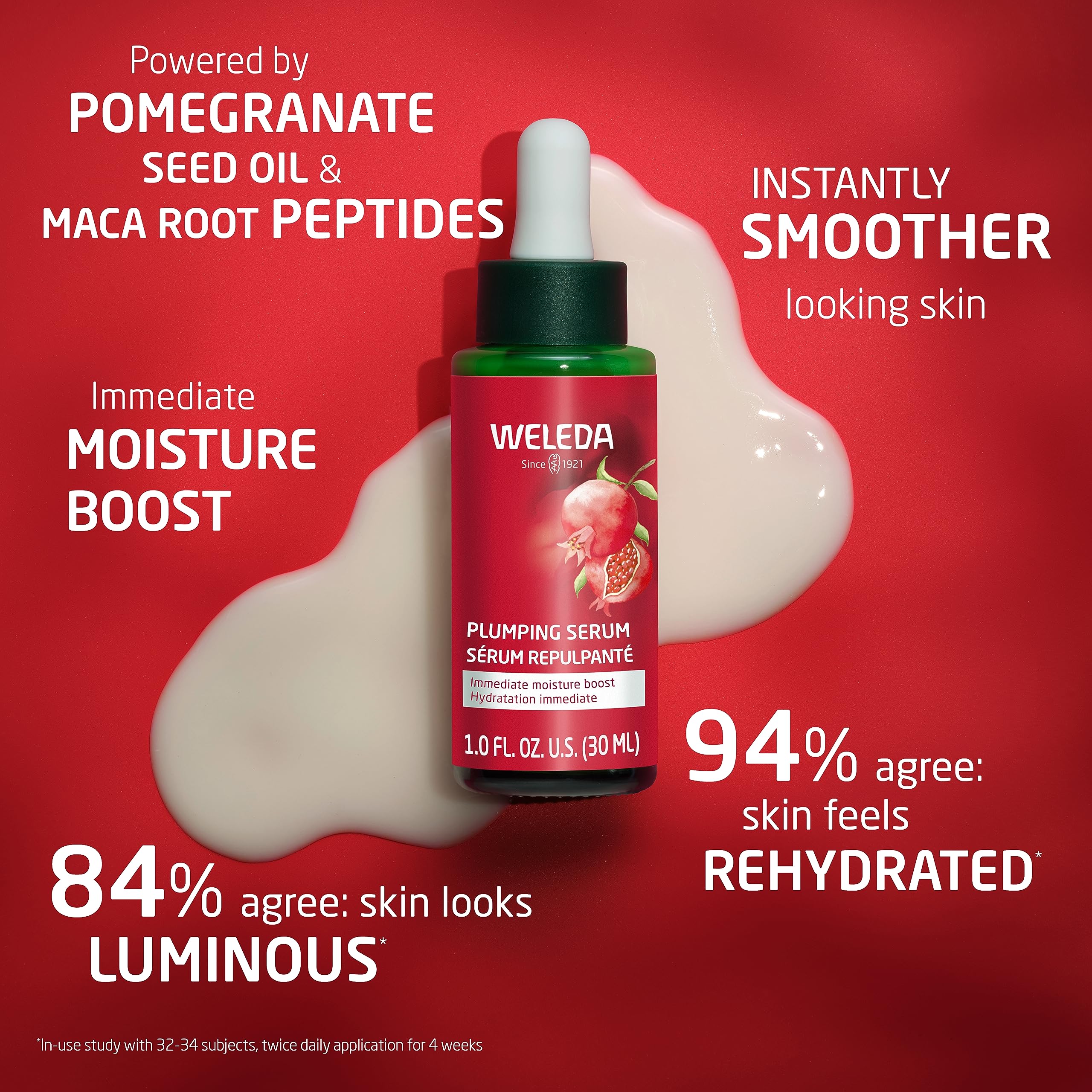 Weleda Face Care Plumping Serum – Plant Rich Serum with Pomegranate & Maca