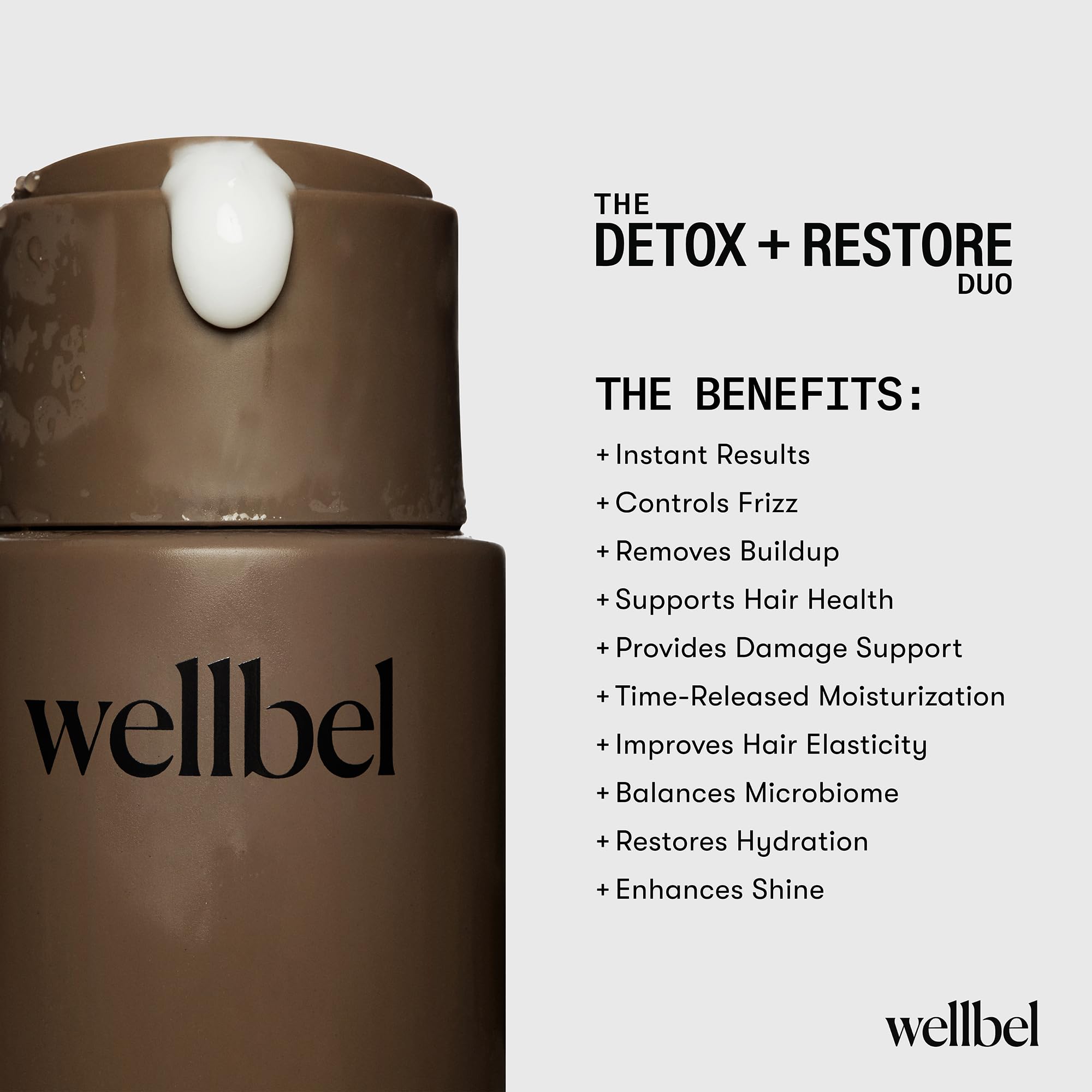 WELLBEL Detox + Restore Duo – Shampoo & Conditioner Set for Scalp Health, Hydration & Frizz Control