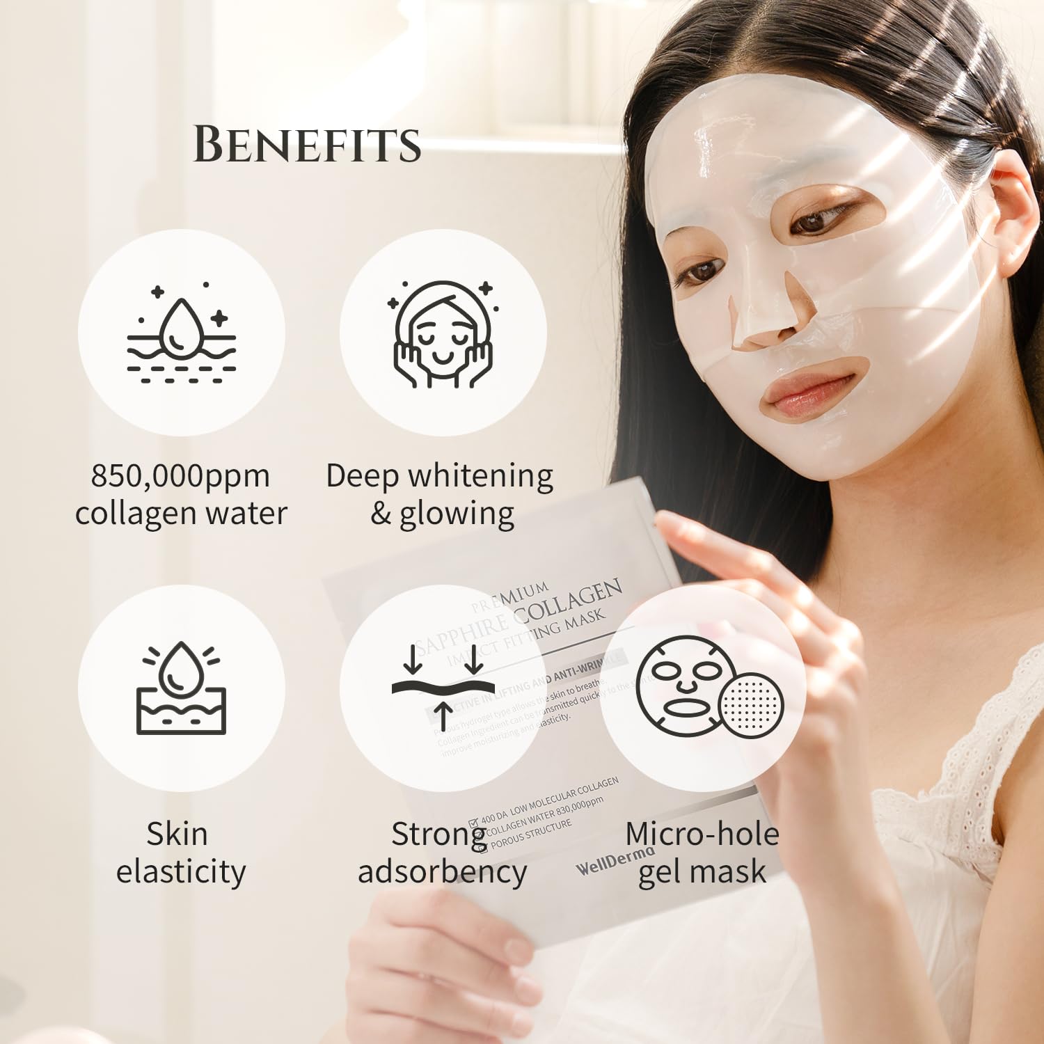 WELLDERMA Sapphire Collagen Mask – Hydrating & Firming Hydrogel (25g x 4)