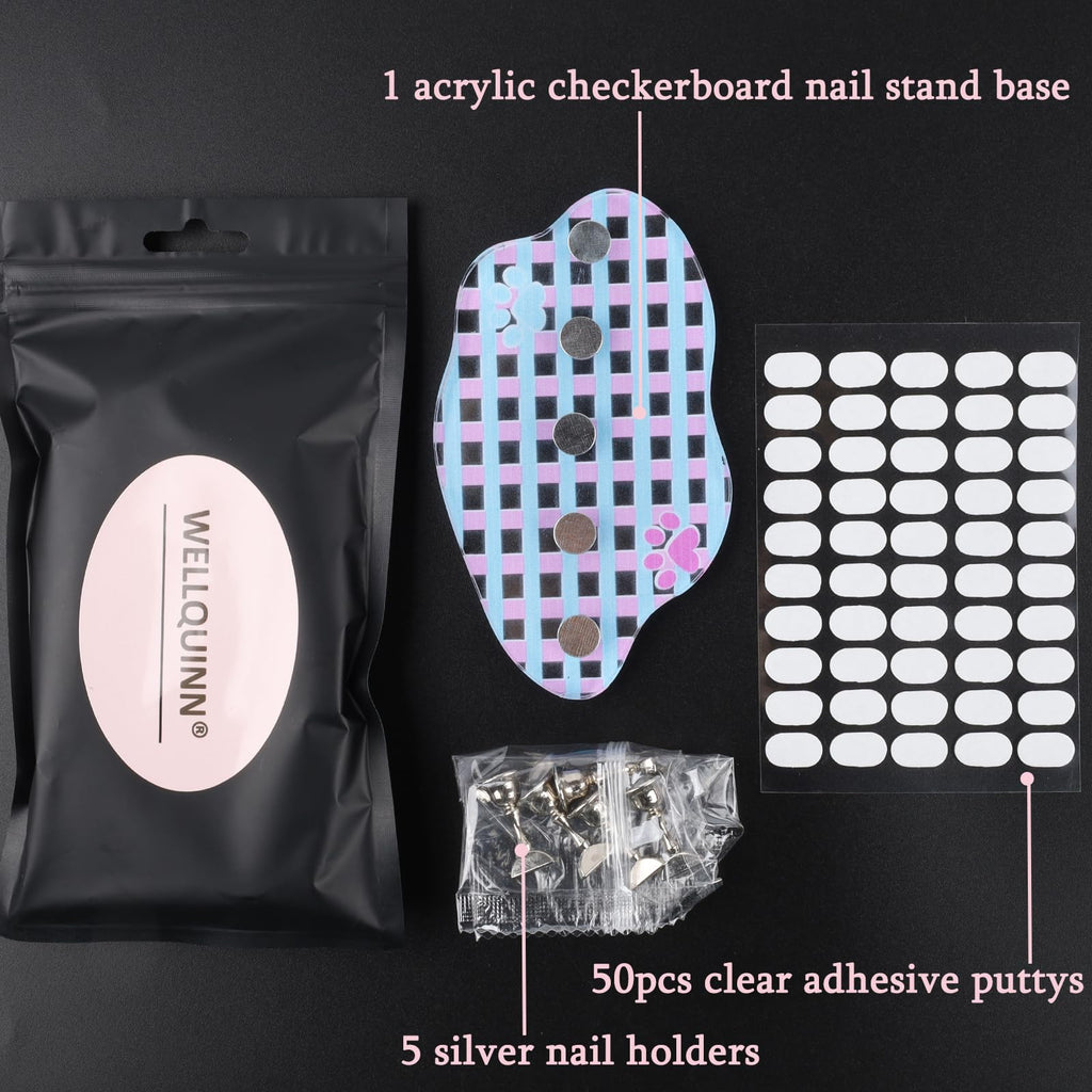 Wellquinn Nail Stand for Press On Nails – Checkerboard Magnetic Display