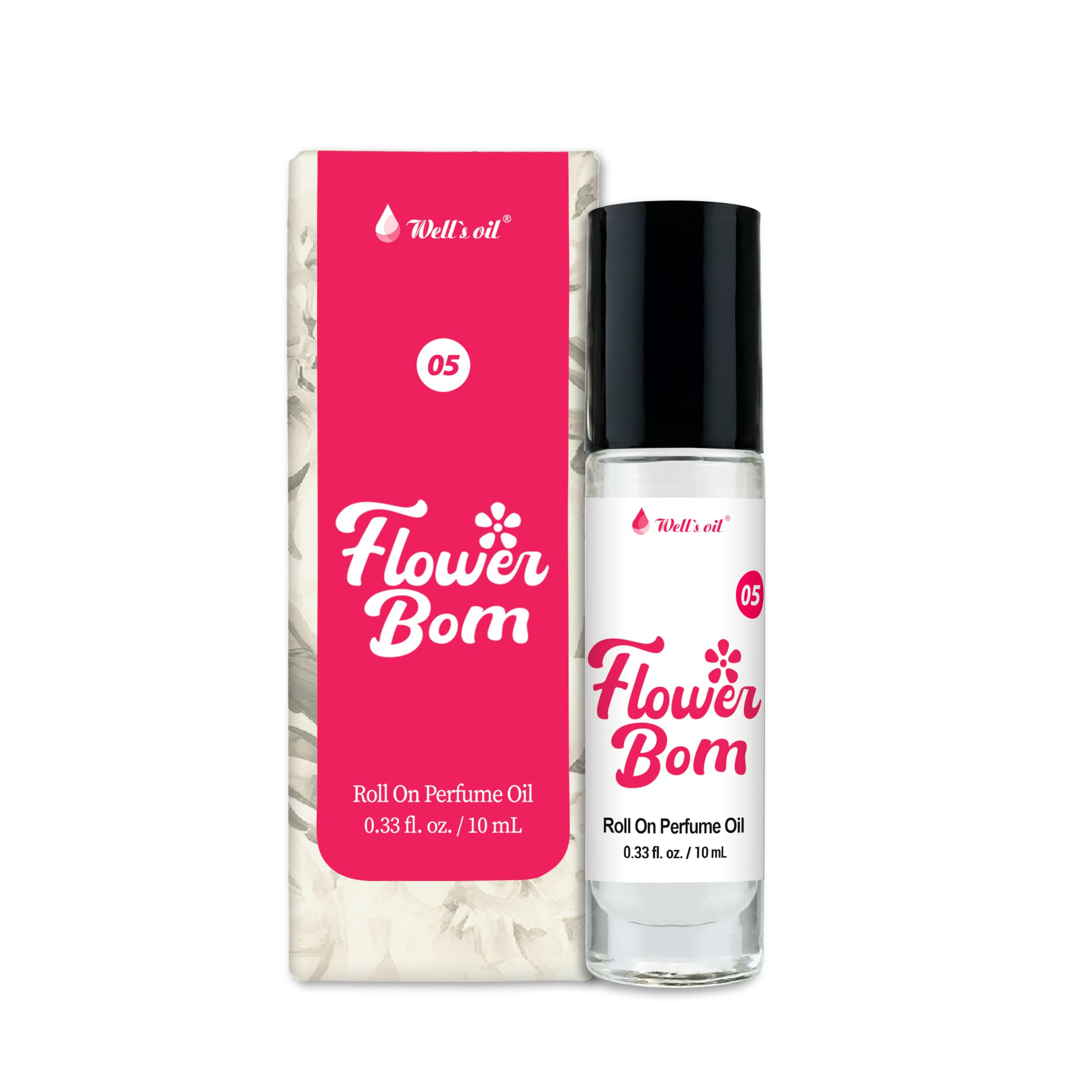 Well's Oil Roll-On Perfume Oil Flower Bom – Long-Lasting, Paraben-Free, 0.33 Fl Oz / 10 ml