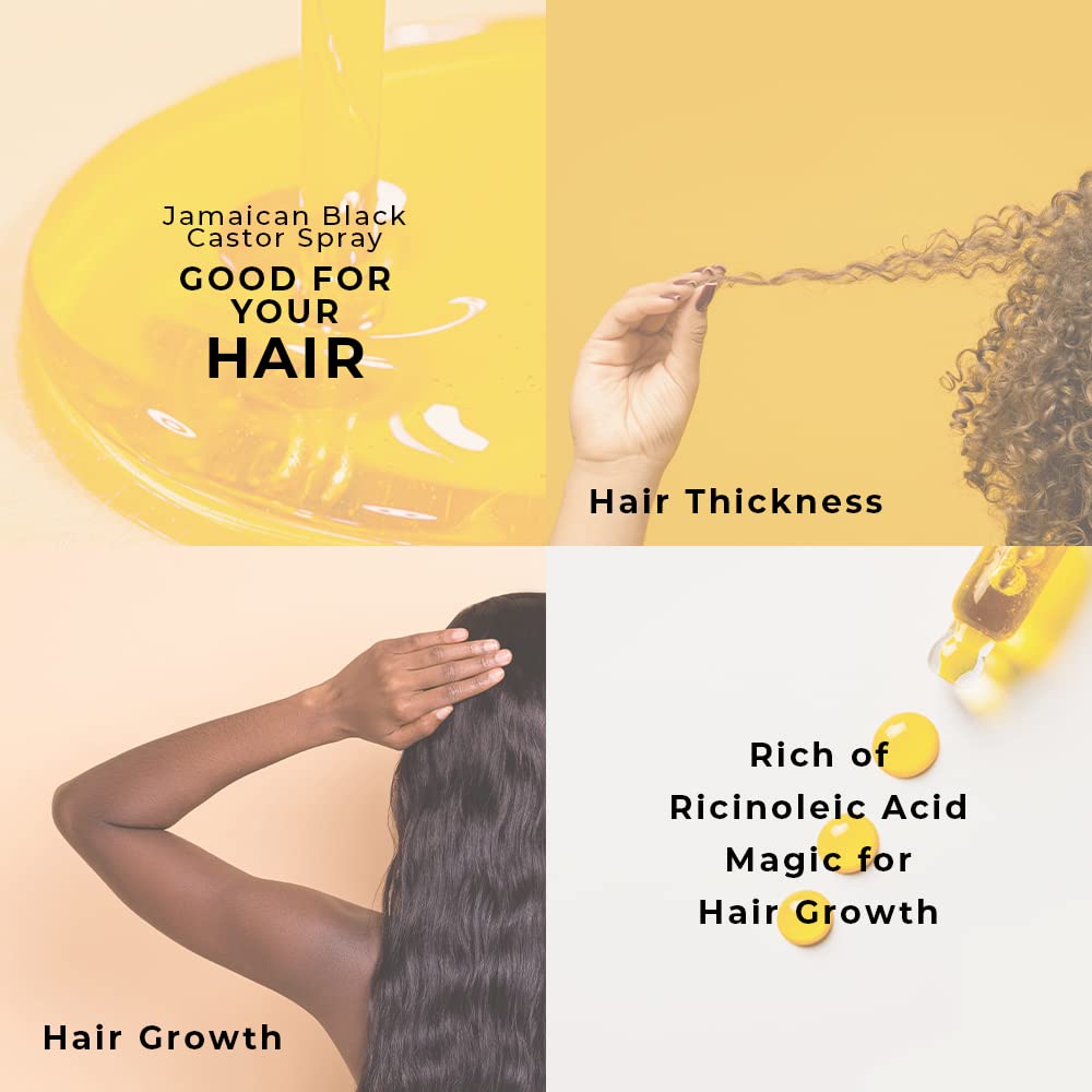 Well's Oil Peppermint + Jamaican Black Castor Oil Spray – 4oz (118ml) Hair Detangler & Leave-In Conditioner (Pack of 2)