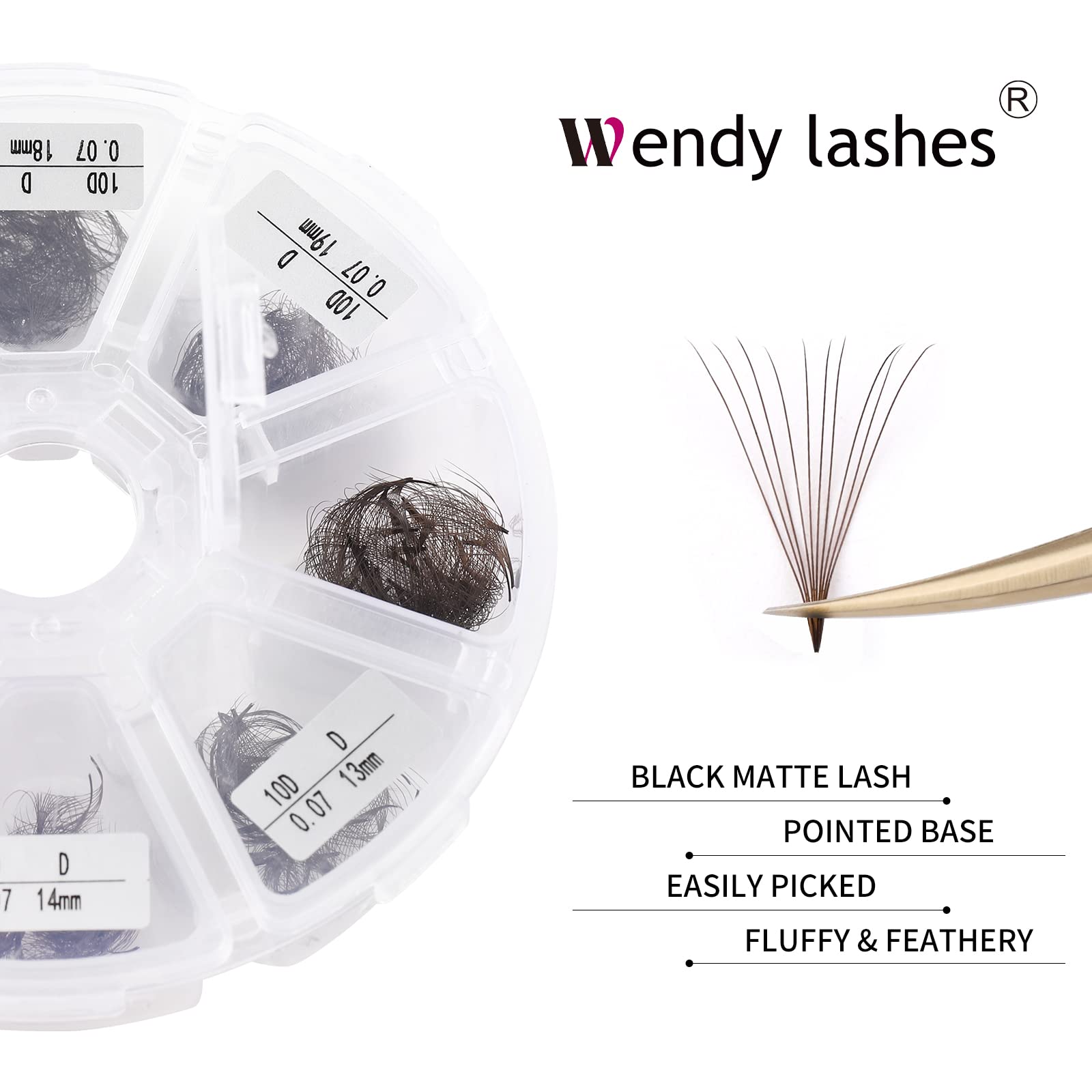 Wendy Lashes Premade 10D Mixed Volume Fans 0.07mm C/D Curl – 500PCS, Handmade