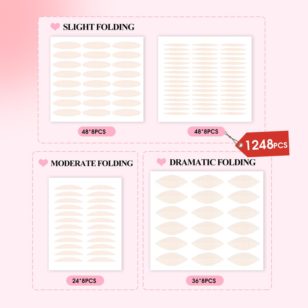Wendy Lashes 1248-Pcs Invisible Double Eyelid Tapes – Waterproof Lifter Strips