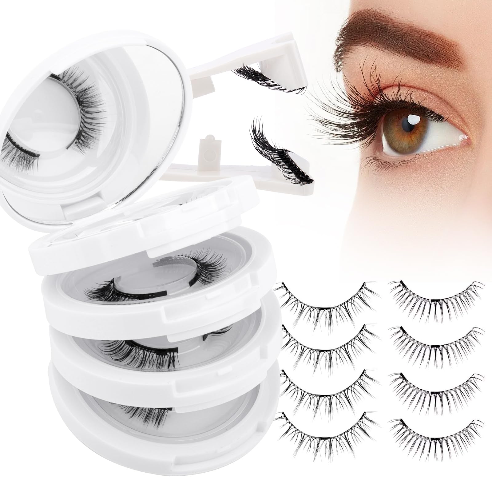 Wendy Lashes: 4-Pairs Reusable Magnetic Eyelashes with Applicator – Natural Look