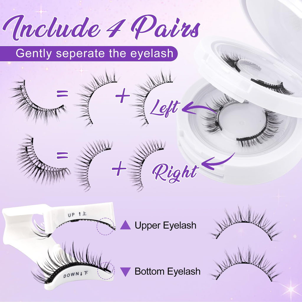 Wendy Lashes: 4-Pairs Reusable Magnetic Eyelashes with Applicator – Natural Look