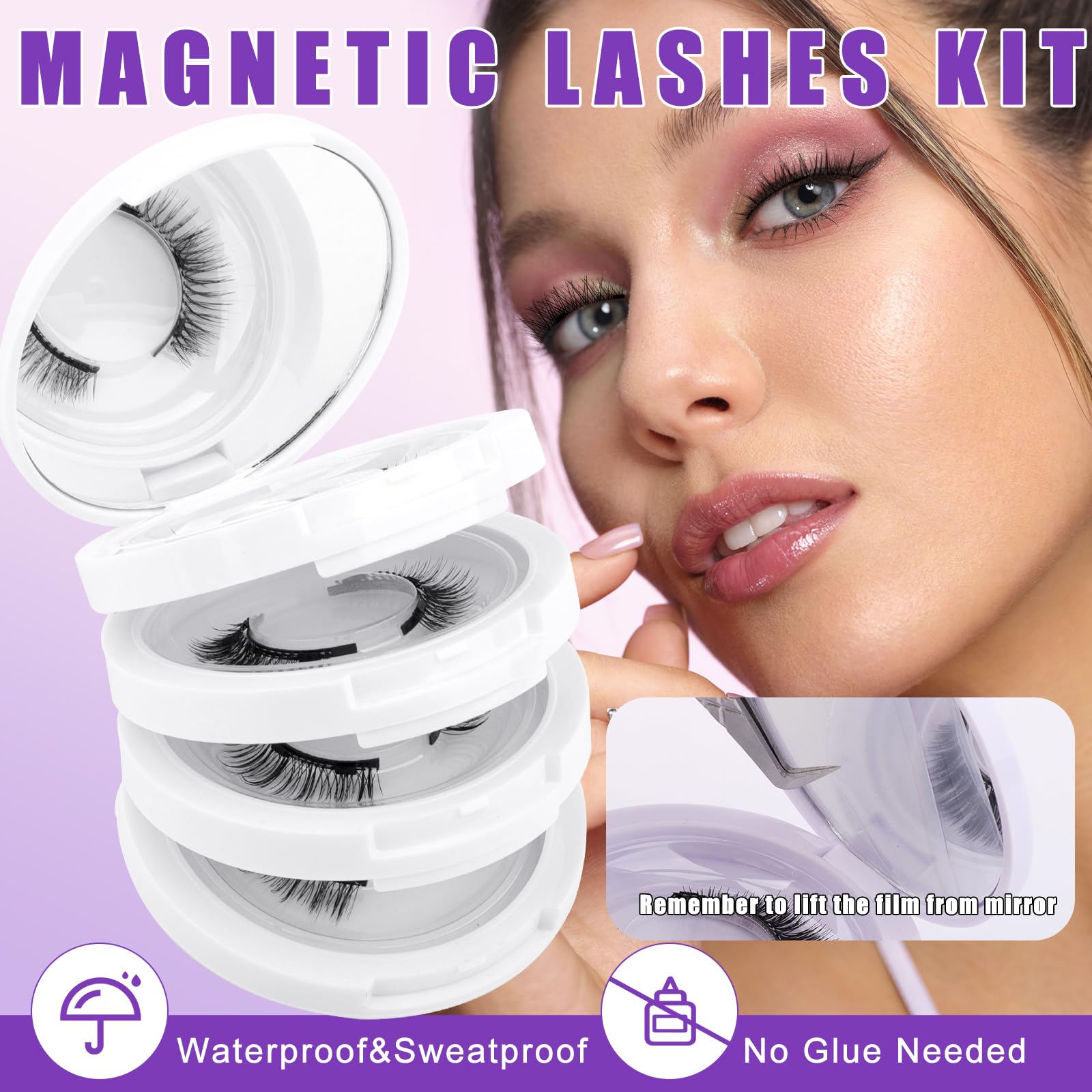 Wendy Lashes: 4-Pairs Reusable Magnetic Eyelashes with Applicator – Natural Look