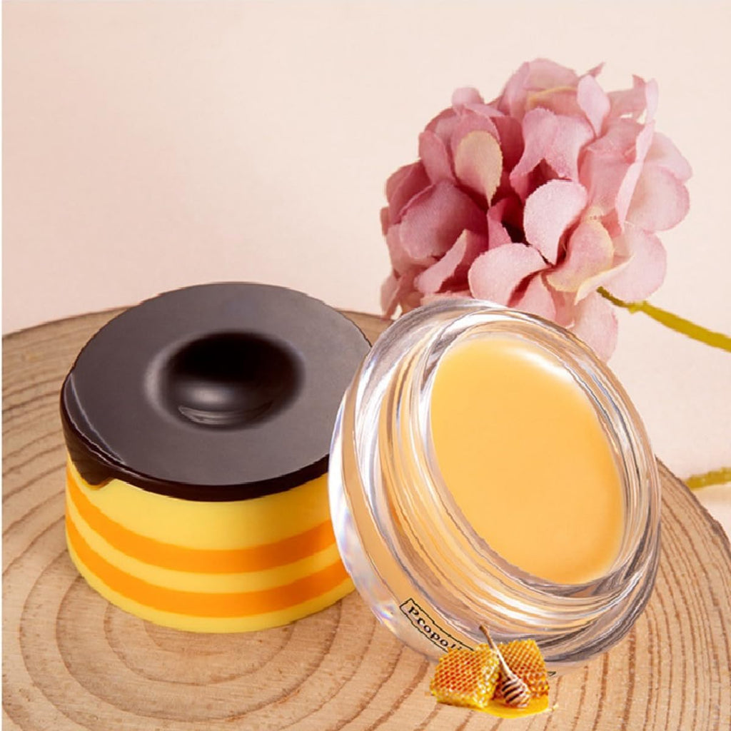 WenFeng 4-Pack Bee Lip Balm Honey Pot with Propolis – Moisturizing Lip Mask for Dry & Chapped Lips