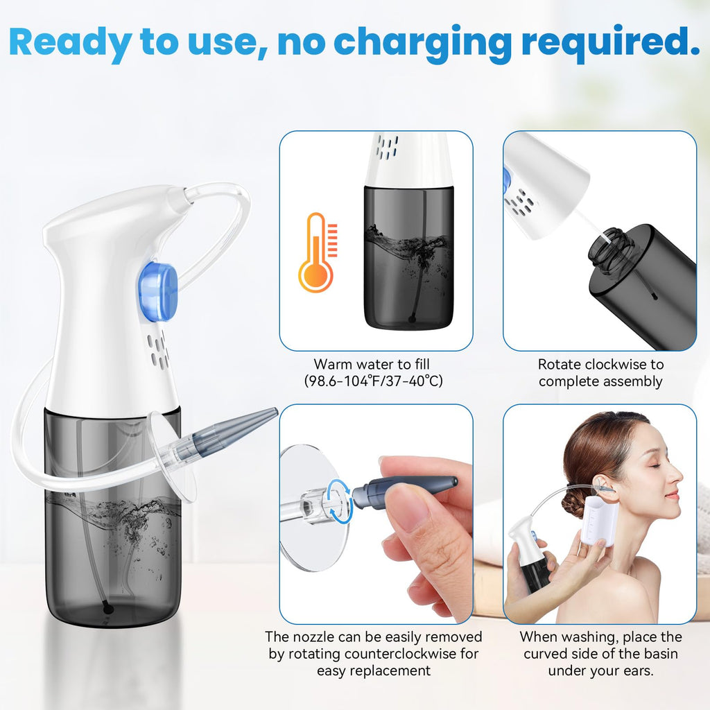 WEUANY Ear Wax Removal Kit – Safe At-Home Ear Irrigation with Five-Hole & One-Hole Nozzles