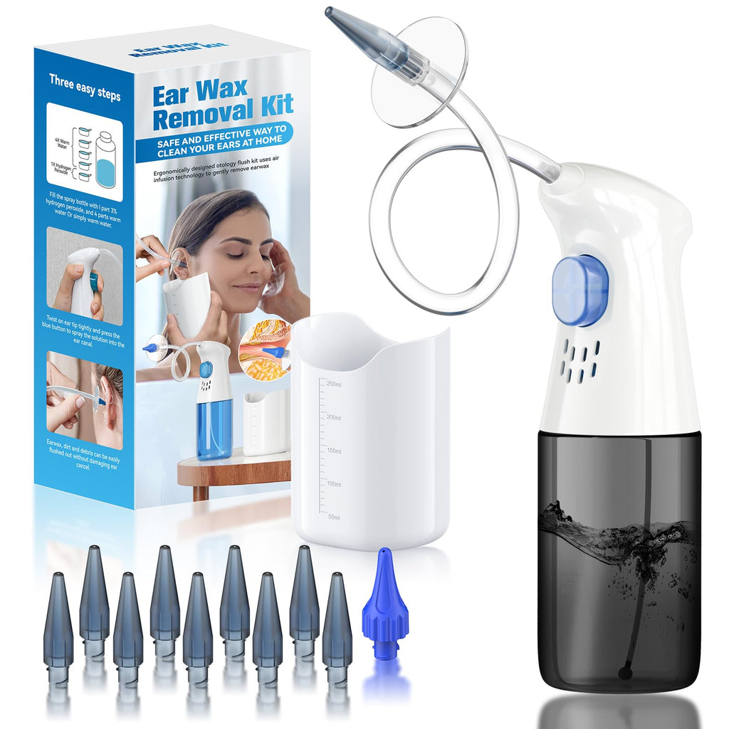 WEUANY Ear Wax Removal Kit – Safe At-Home Ear Irrigation with Five-Hole & One-Hole Nozzles