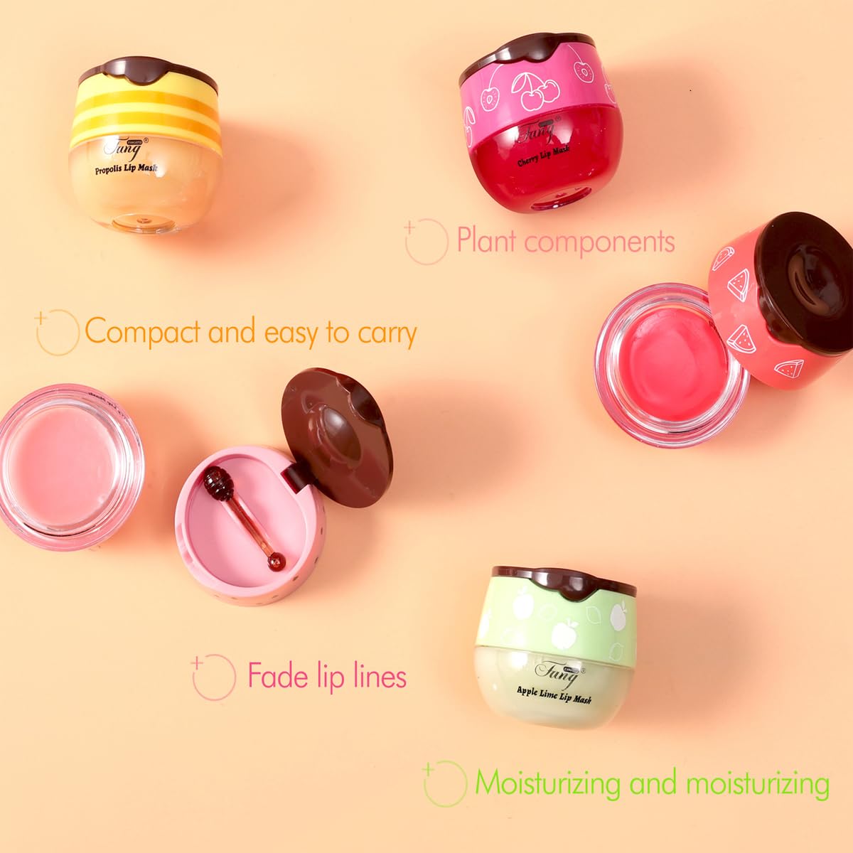 WFWJ 4-Piece Bee Lip Balm Honey Pot Set – Propolis Moisturizing Lip Mask