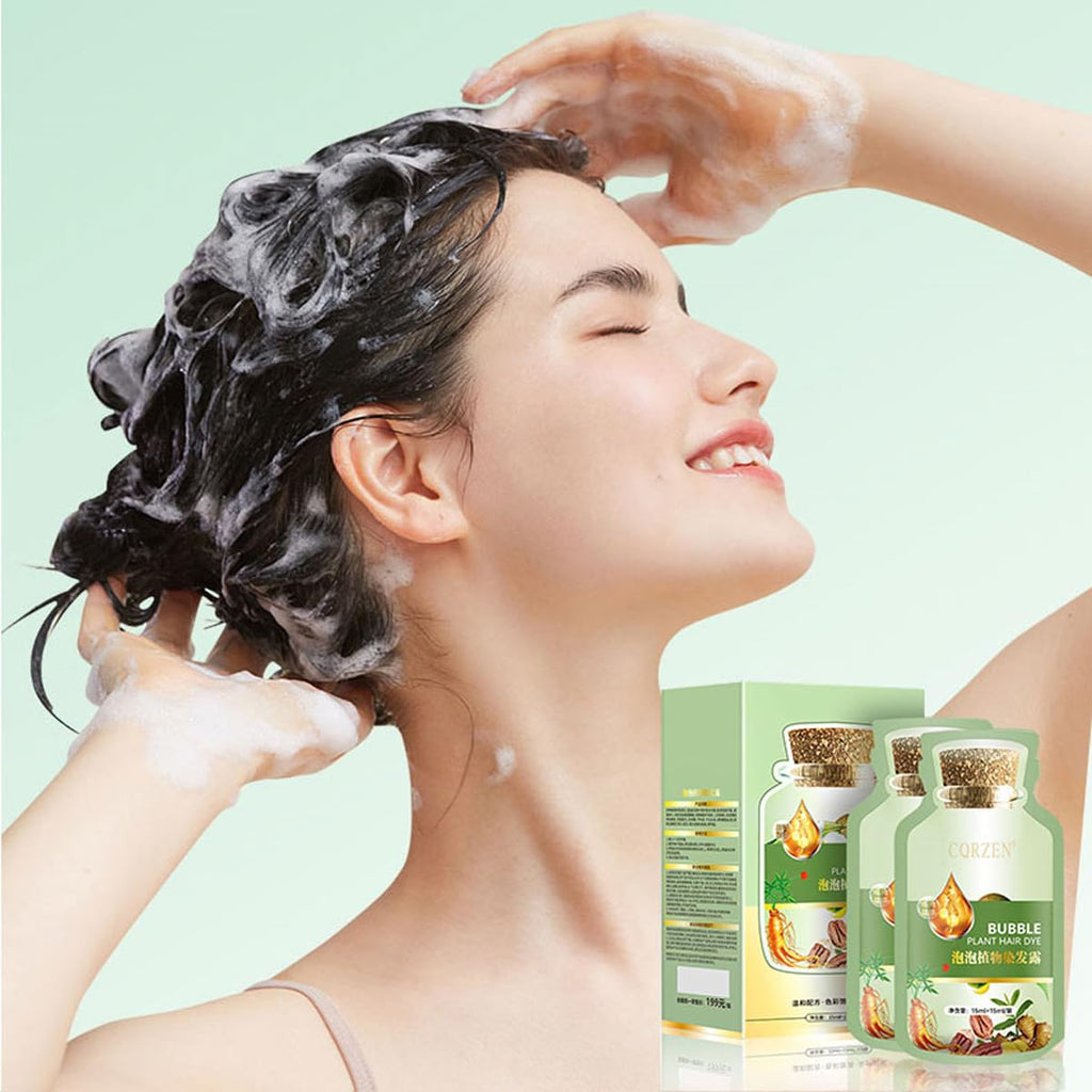 WFWJ Natural Bubble Hair Dye Shampoo – Plant-Based Gray Hair Dye for Women & Men (30ml x10, 300ml)