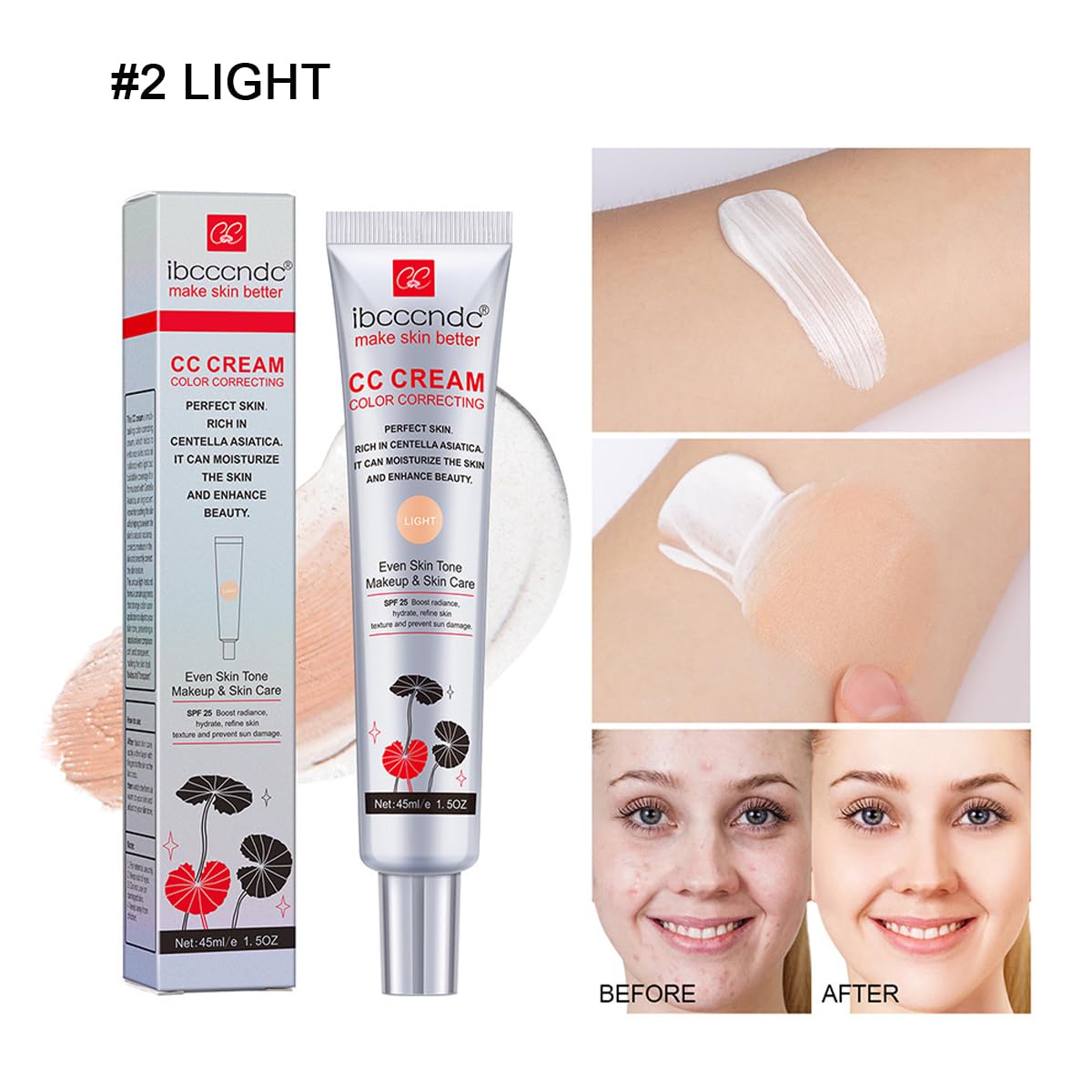 WFWJ Color Correcting CC Cream SPF25 – Light Full-Coverage Foundation with Hydrating Serum (45 ml)