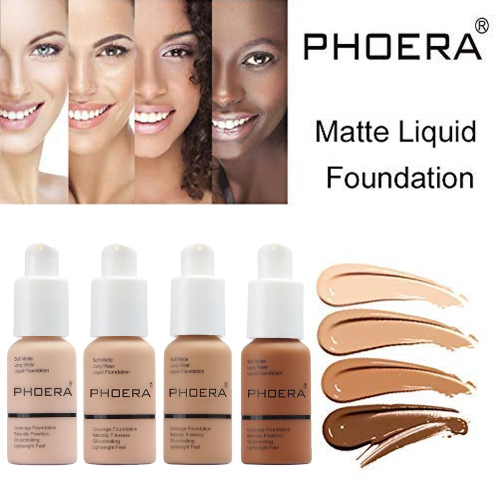 WFWJ PHOERA Foundation 2 Pack – Full Coverage Matte Liquid Foundation (102 Nude)