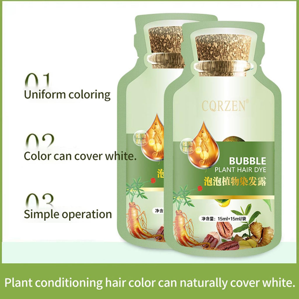 WFWJ Natural Bubble Hair Dye Shampoo – Plant-Based Gray Hair Dye for Women & Men (30ml x10, 300ml)