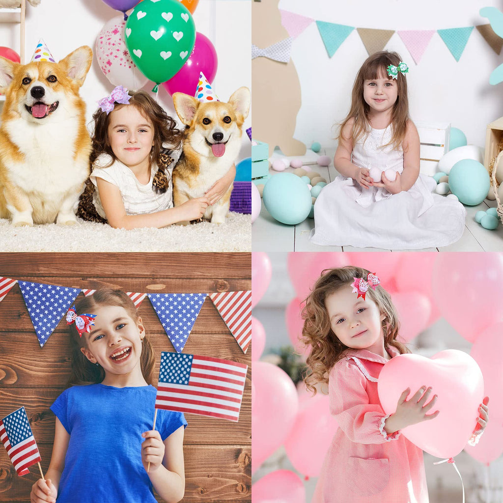 Whaline 4Pcs Seasonal Hair Clips for Girls – Valentine, St. Patrick’s Day, Easter, 4th of July