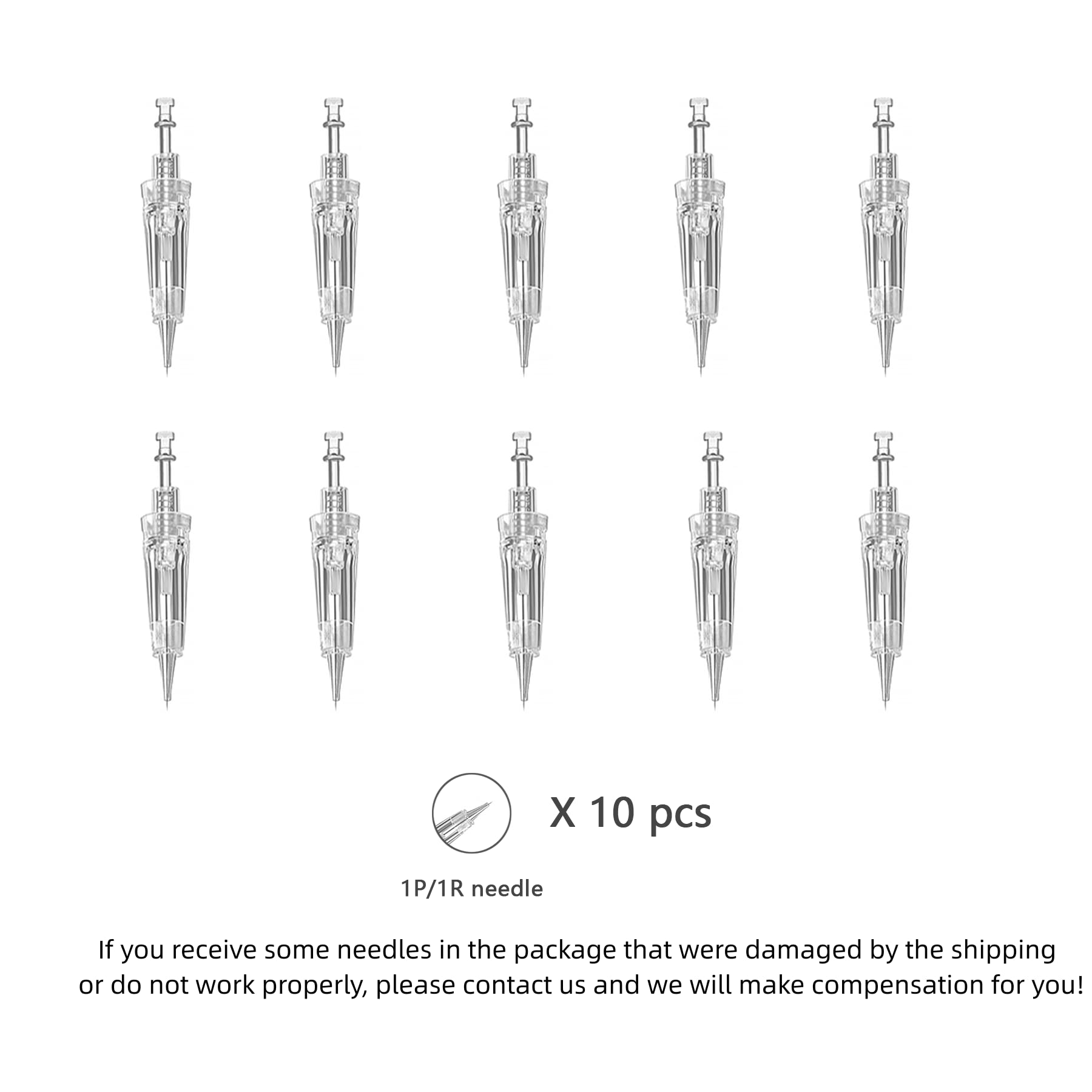 Whalrace PMU Needles 10 Pcs – Safe Disposable 1P/1R Microblading Needles & 1RL Shading for Brows, Eyeliner, Lip Tinting