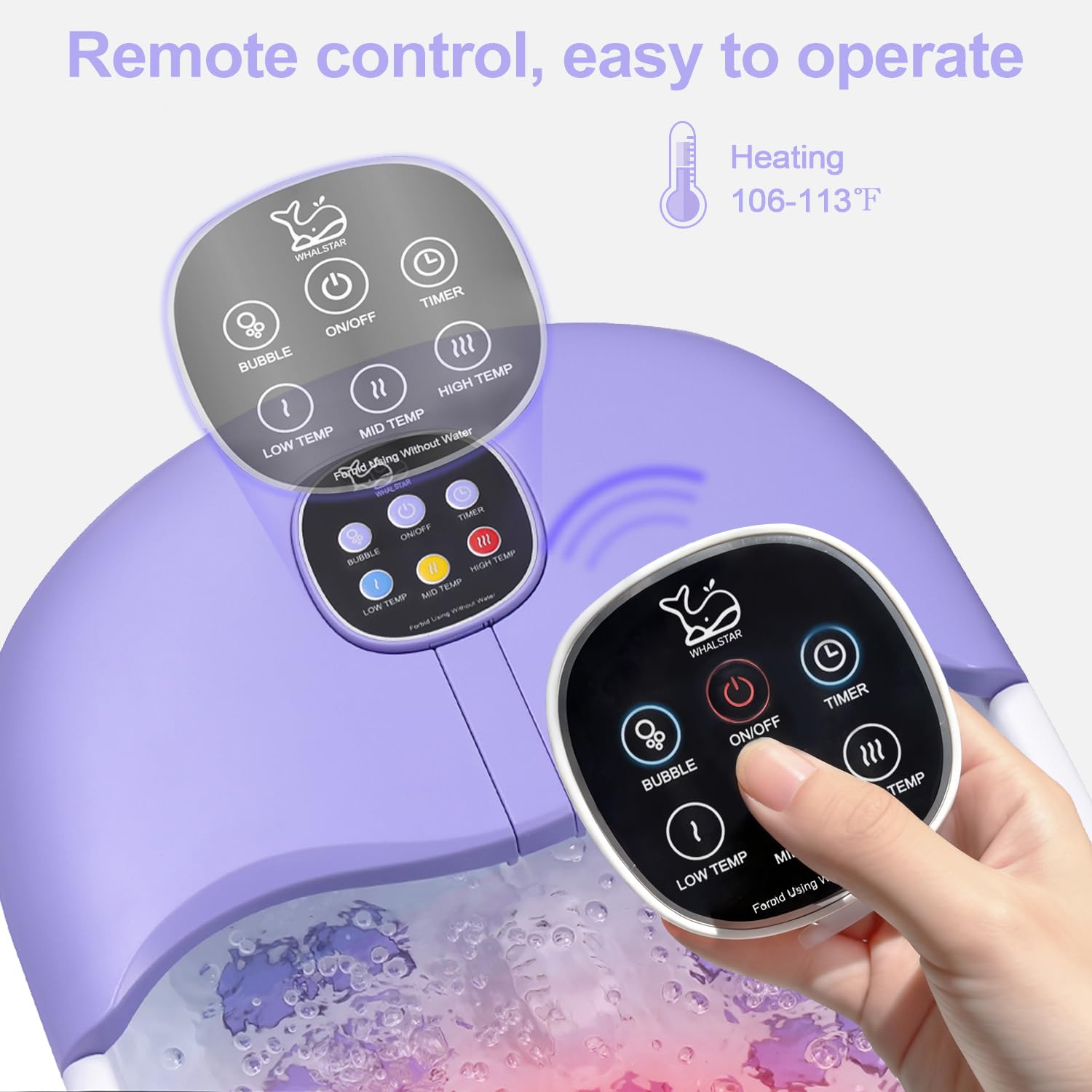 WHALSTAR Collapsible Foot Spa Bath Massager with Heat, Bubbles, Jets and Tea Tree Oil Soak
