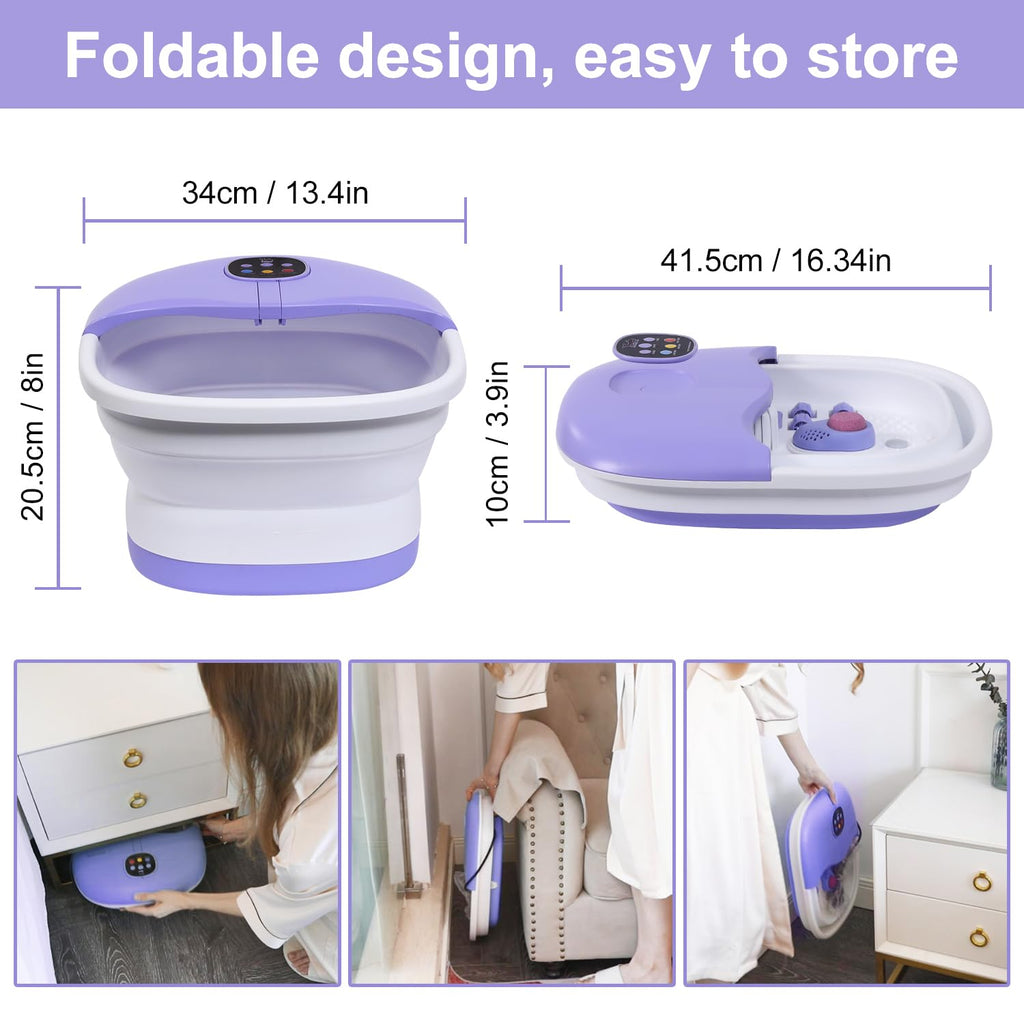 WHALSTAR Collapsible Foot Spa Bath Massager with Heat, Bubbles, Jets and Tea Tree Oil Soak