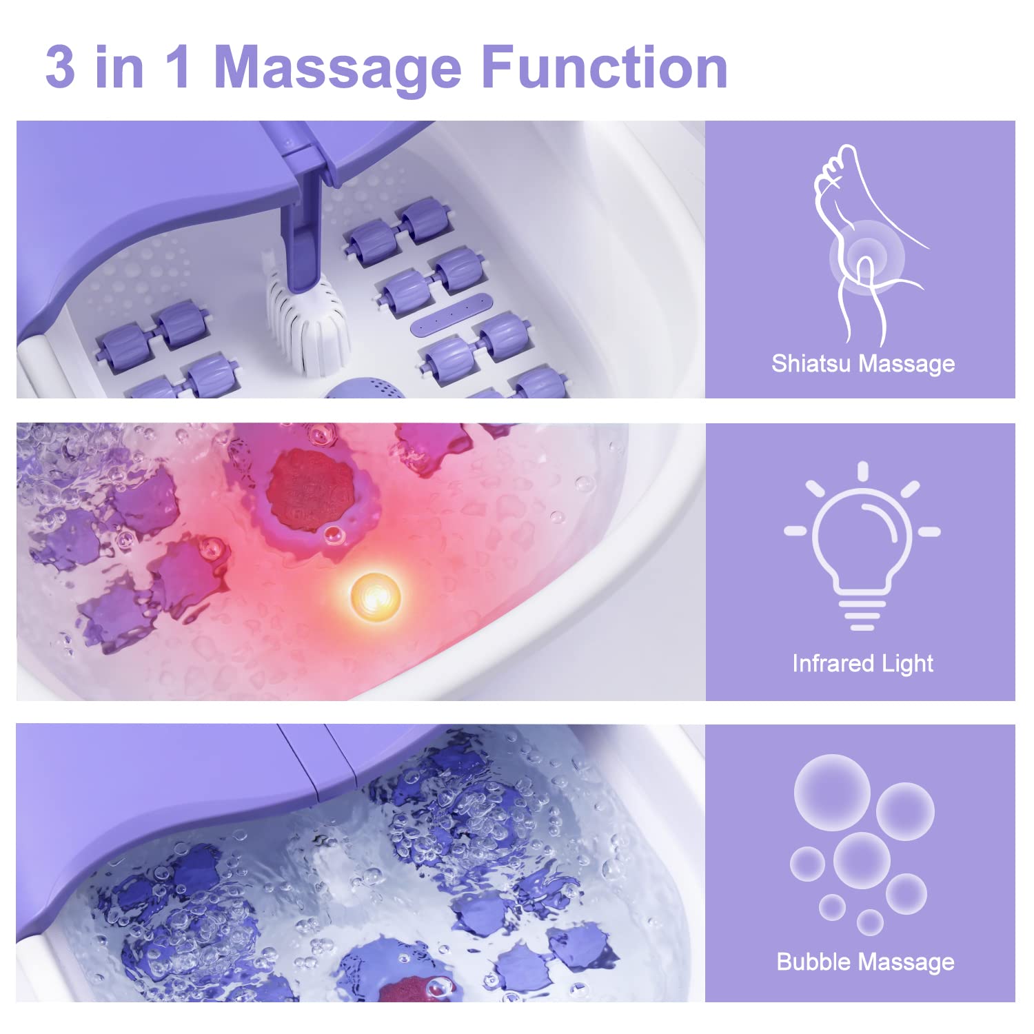WHALSTAR Collapsible Foot Spa Bath Massager with Heat, Bubbles, Jets and Tea Tree Oil Soak