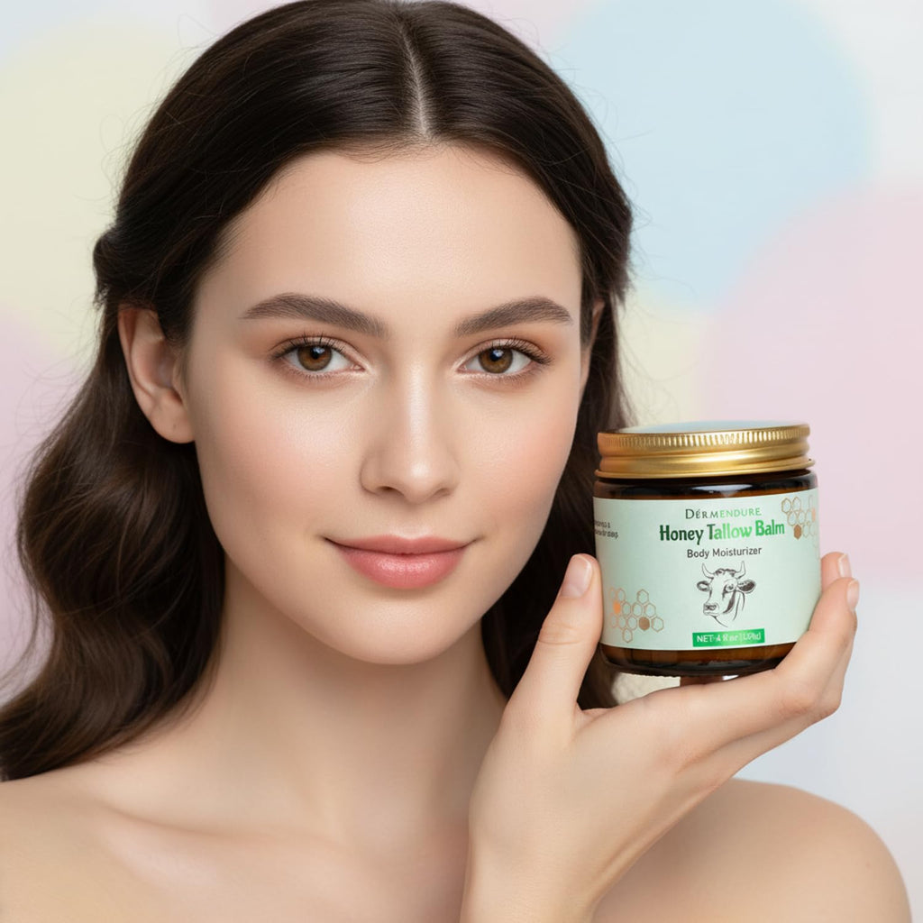 Whipped Honey Tallow Balm for Skin – 100% Grass-Fed Beef Tallow, Manuka Honey, 4 oz