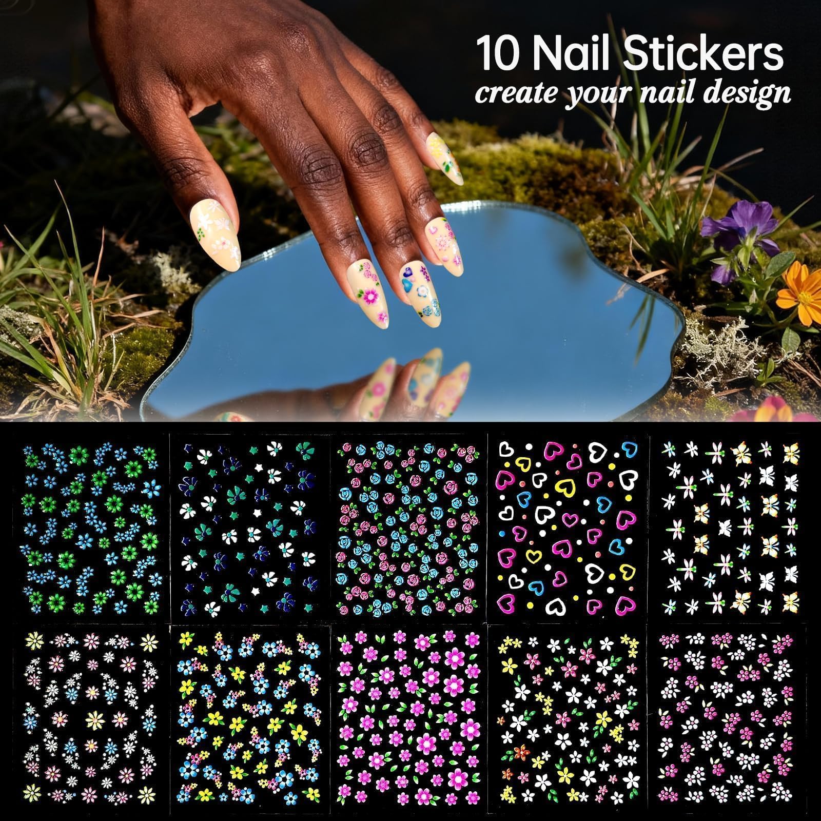 whisrvival 576Pcs Press On Nails Kit – 12 Almond & 12 Short Round with Adhesive Tabs