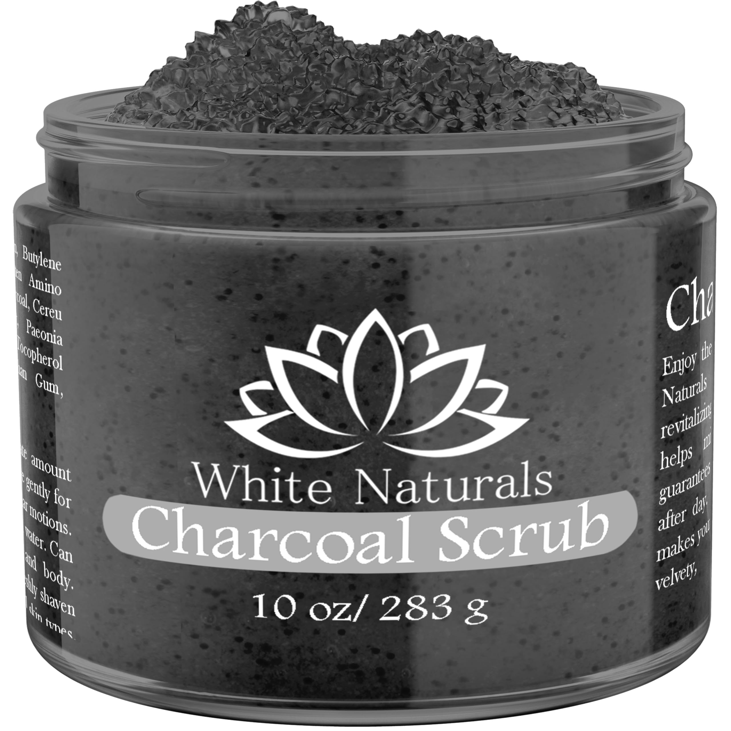 White Naturals Organic Activated Charcoal Face & Body Scrub – Exfoliating & Detoxifying, 10 oz