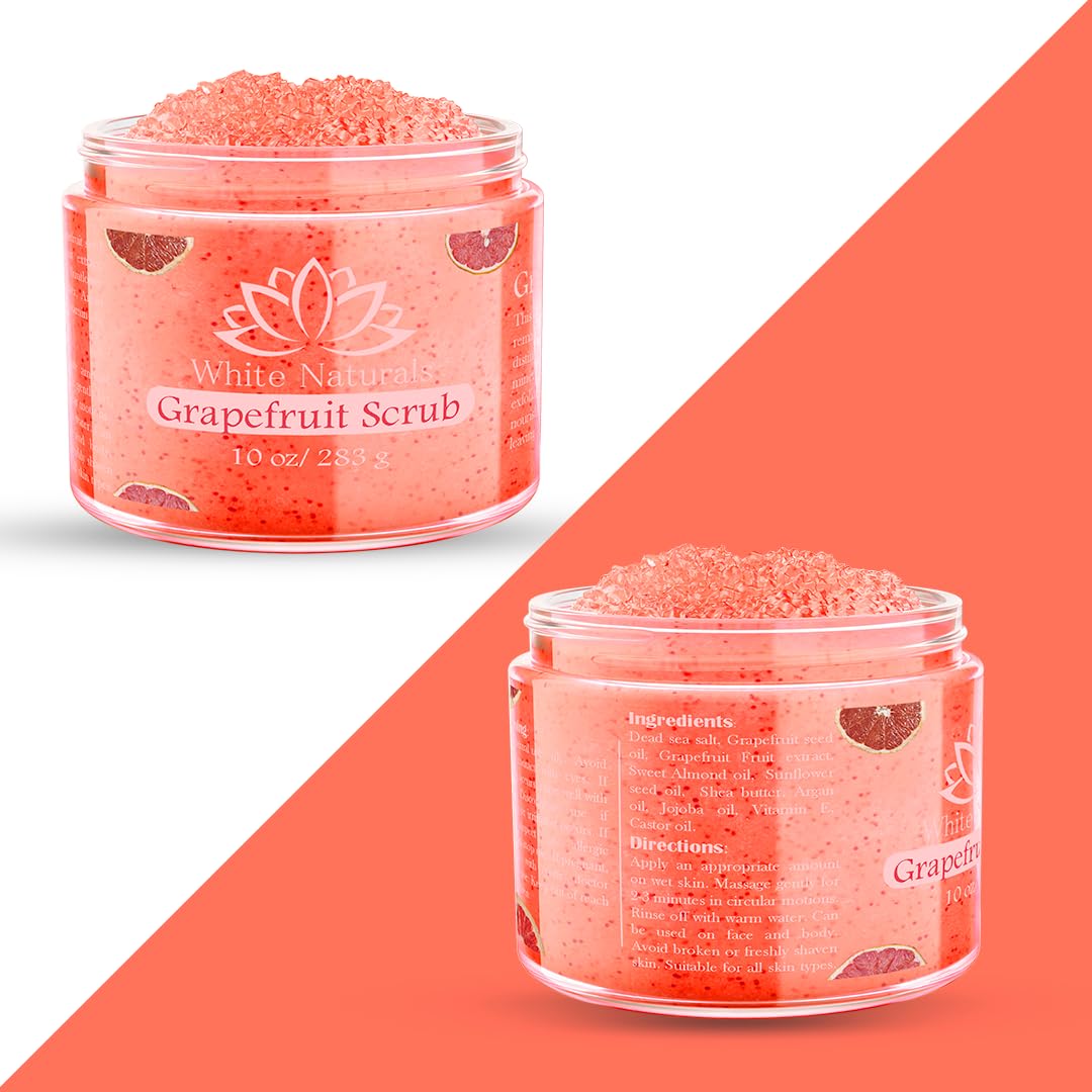 White Naturals Organic Grapefruit Salt Scrub – Exfoliate, Hydrate & Glow