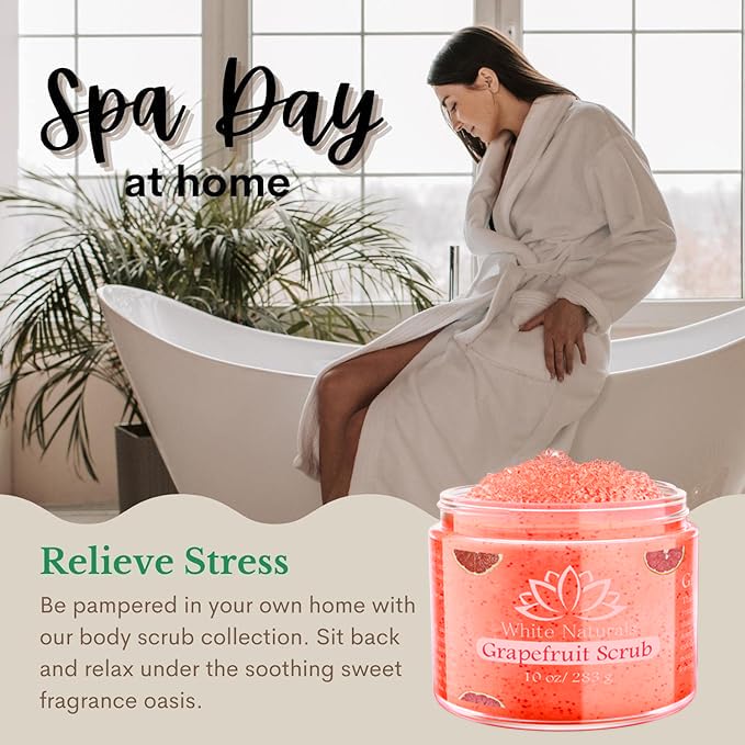 White Naturals Organic Grapefruit Salt Scrub – Exfoliate, Hydrate & Glow