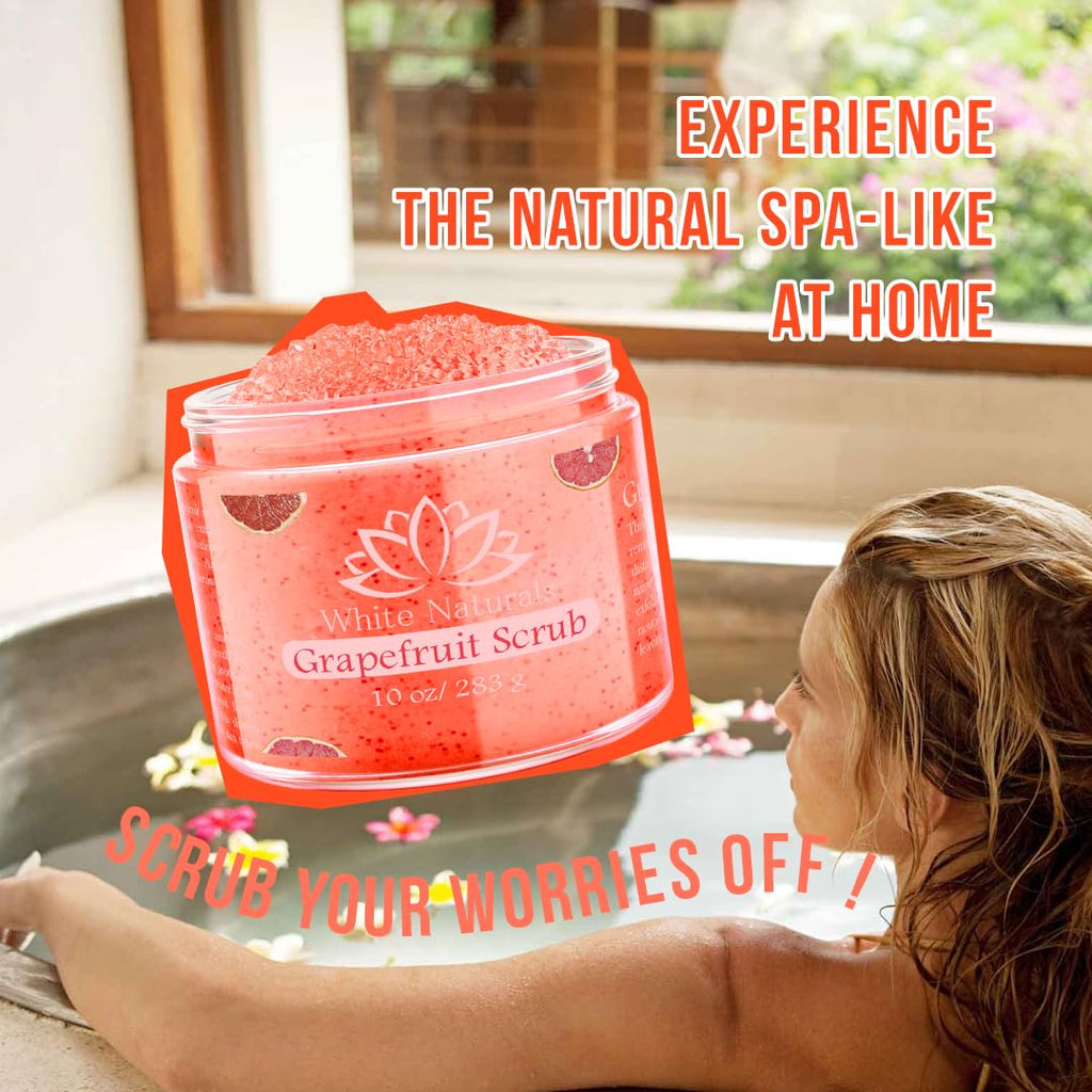 White Naturals Organic Grapefruit Salt Scrub – Exfoliate, Hydrate & Glow