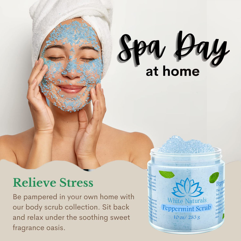 White Naturals Pure Peppermint Scrub – Moisturizing Exfoliator for Face & Body