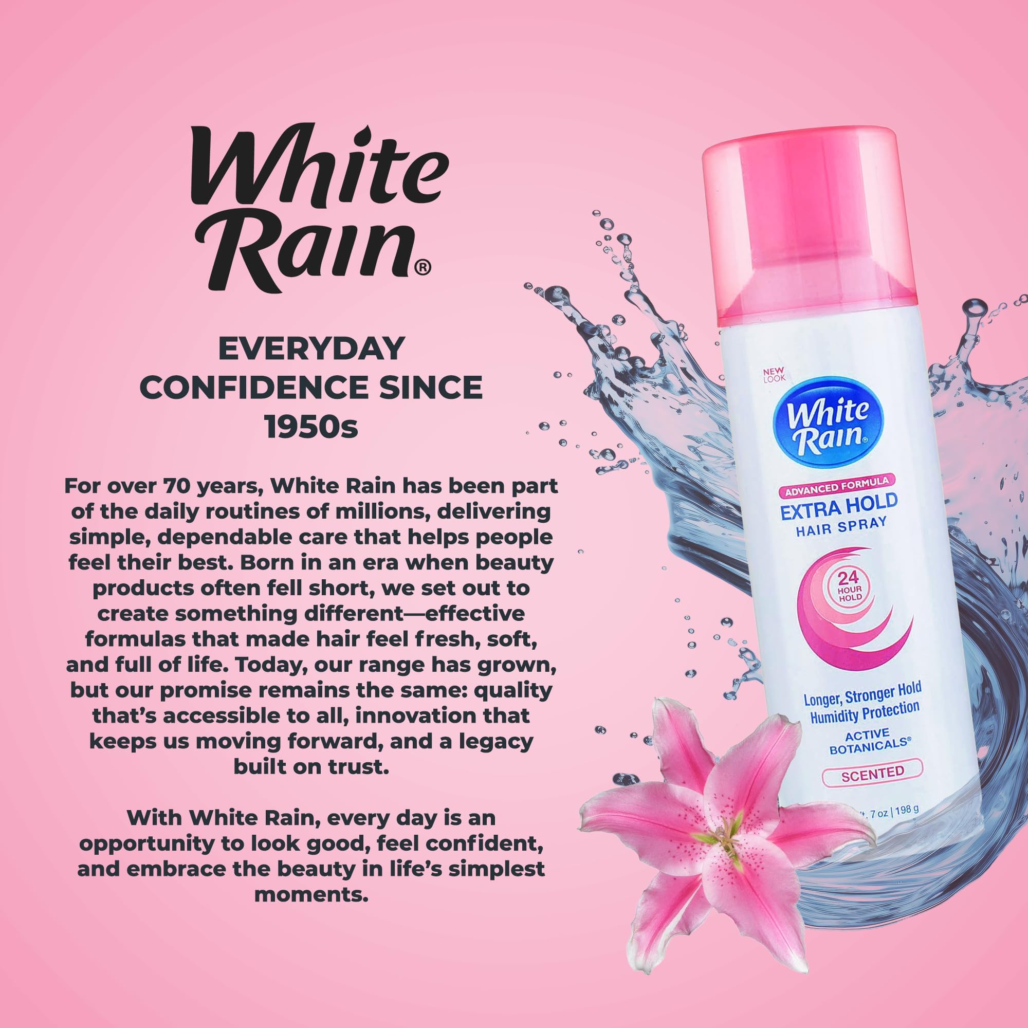 White Rain Hairspray for Women Extra Hold – 4-Pack, Scented, Humidity & Frizz Control, 7 oz