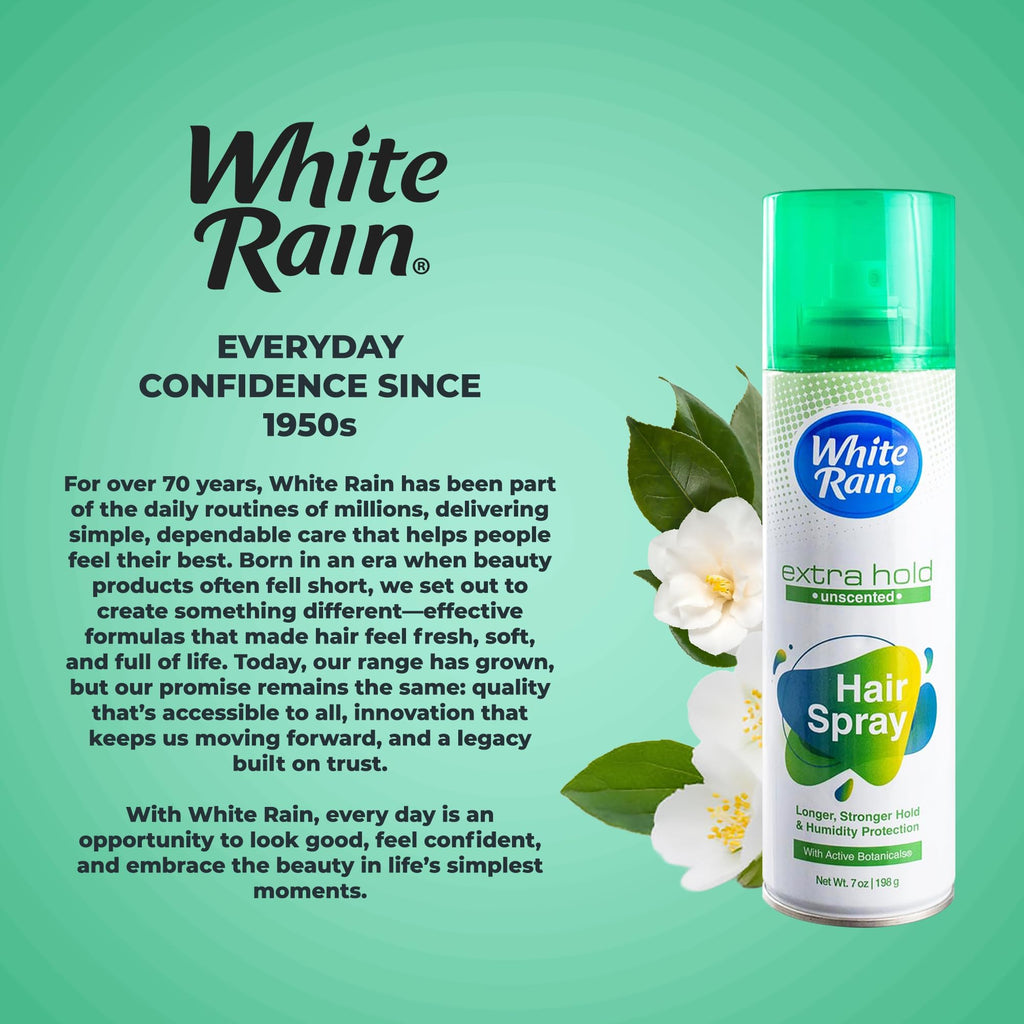 White Rain Hairspray Extra Hold Unscented – Fragrance-Free, Humidity-Resistant Finishing Spray (7 oz, Pack of 12)