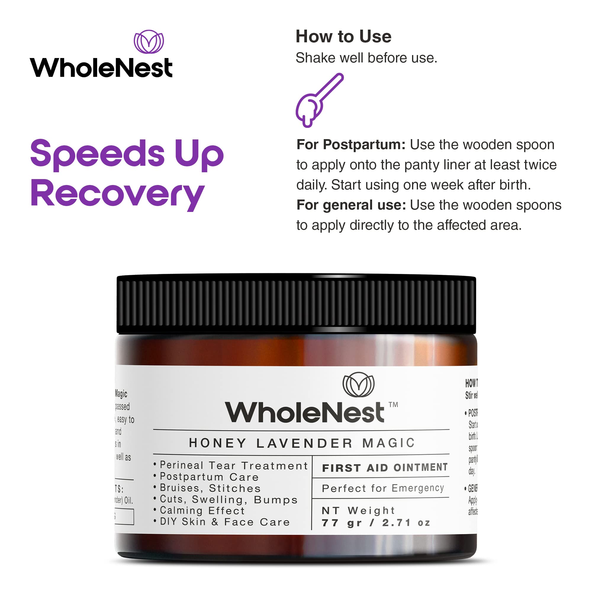 WholeNest Honey Lavender Perineal Balm — Multi-Purpose Natural Healing