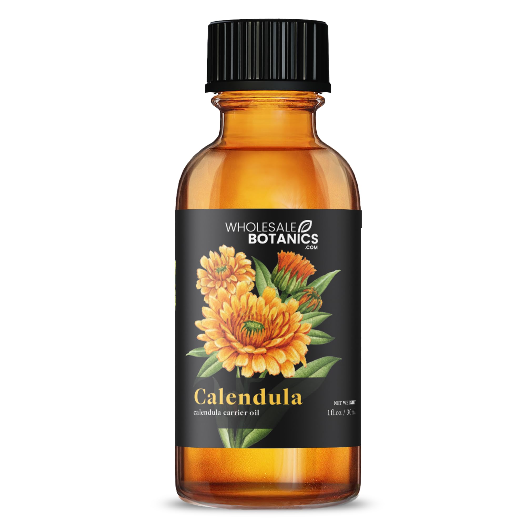 Calendula Oil by Wholesale Botanics – Lightweight Aromatic Carrier Oil for DIY Skincare, Massage & Aromatherapy | Vegan & Cruelty-Free (1 fl oz)