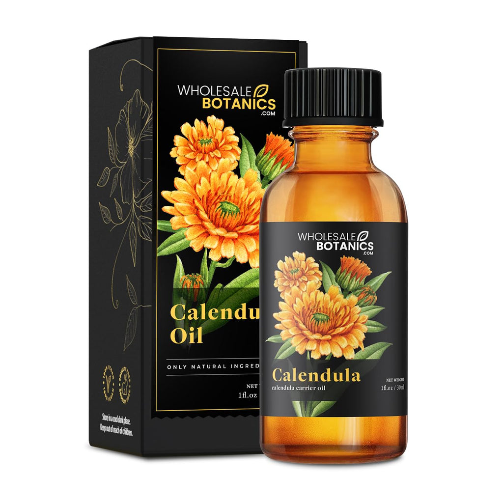 Calendula Oil by Wholesale Botanics – Lightweight Aromatic Carrier Oil for DIY Skincare, Massage & Aromatherapy | Vegan & Cruelty-Free (1 fl oz)