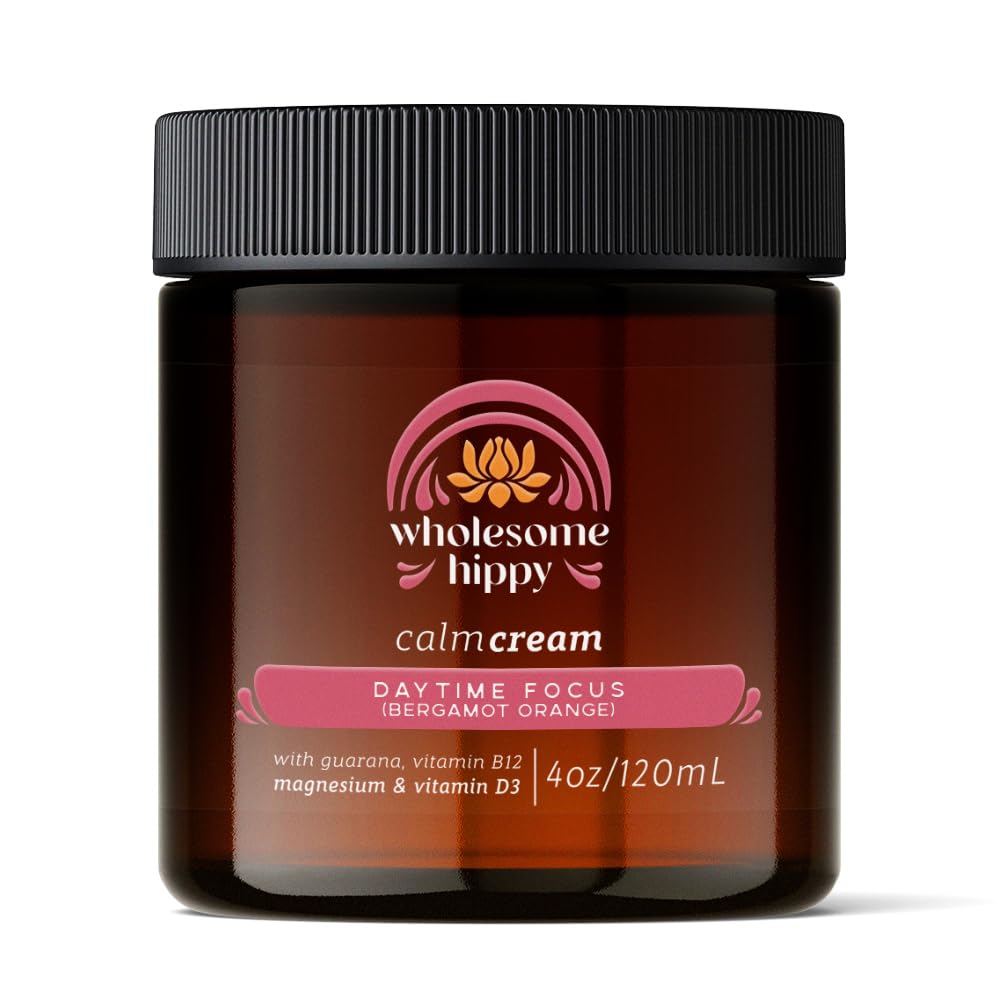 WHOLESOME HIPPY Daytime Focus Calm Cream – Energizing Magnesium + B12 Body Butter (4oz)