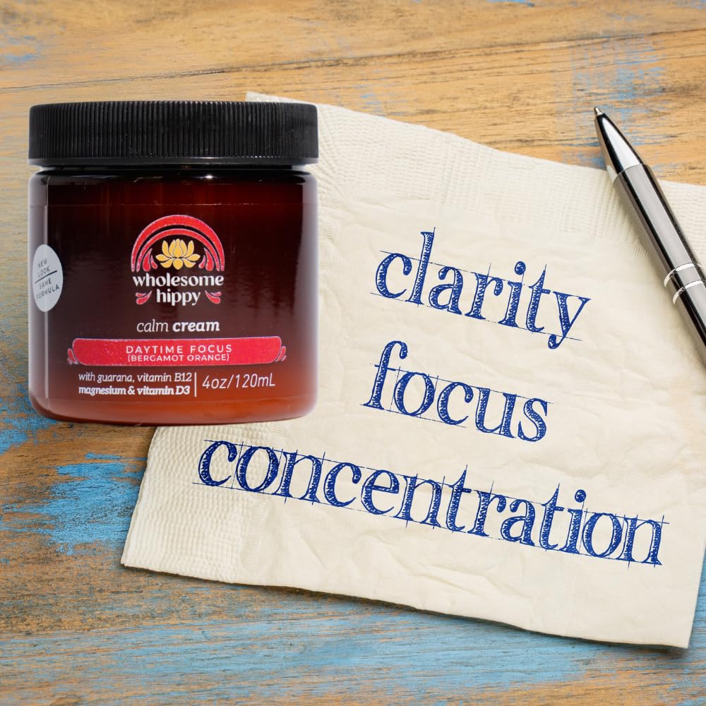 WHOLESOME HIPPY Daytime Focus Calm Cream – Energizing Magnesium + B12 Body Butter (4oz)