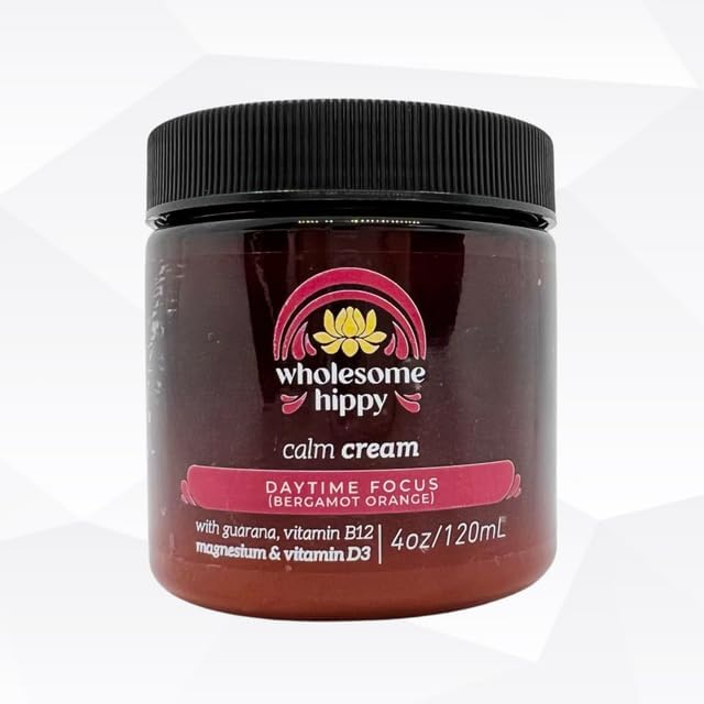 WHOLESOME HIPPY Daytime Focus Calm Cream – Energizing Magnesium + B12 Body Butter (4oz)