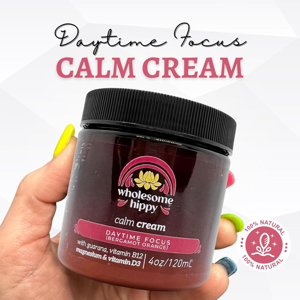WHOLESOME HIPPY Daytime Focus Calm Cream – Energizing Magnesium + B12 Body Butter (4oz)