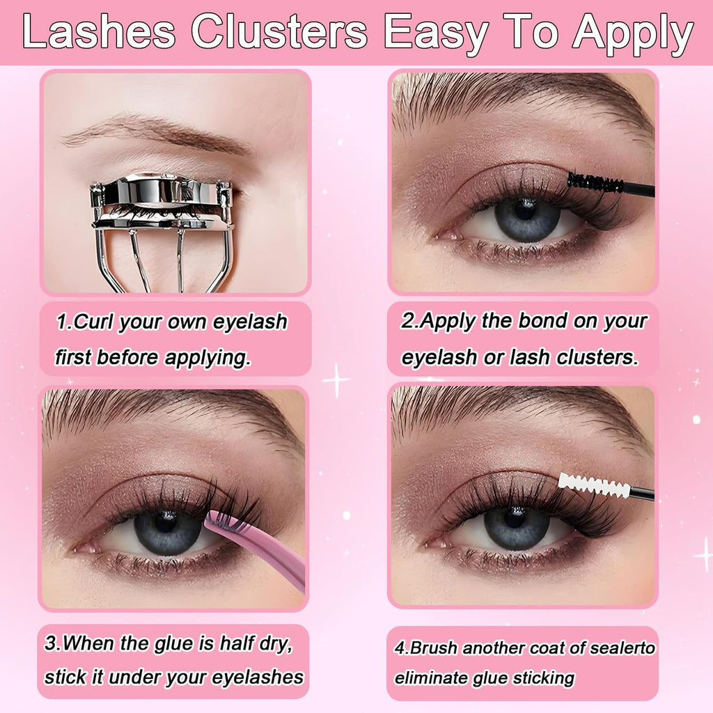 WIGICD Lash Clusters Kit 60D+80D 9-16mm DIY Lash Extensions – 480 Pcs, D Curl, Soft Band