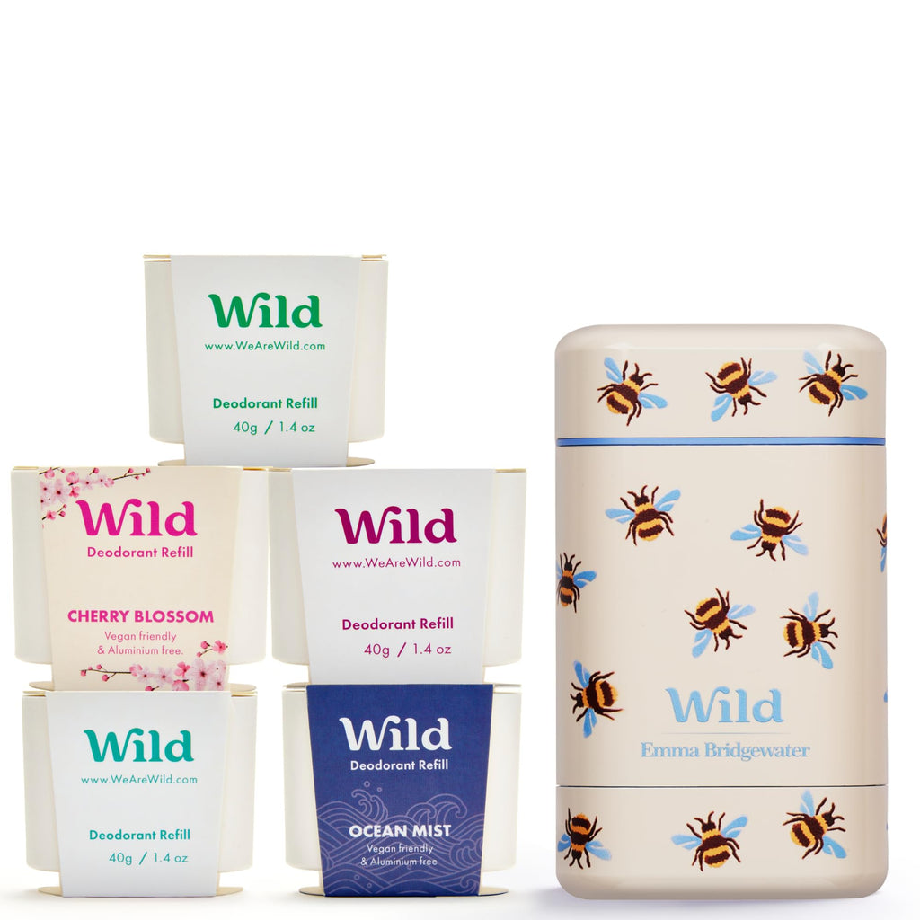 Wild - The Full Monty Starter Kit: Refillable Aluminum-Free Deodorant with 5 Fresh Scents (1.4oz x5) | Vegan