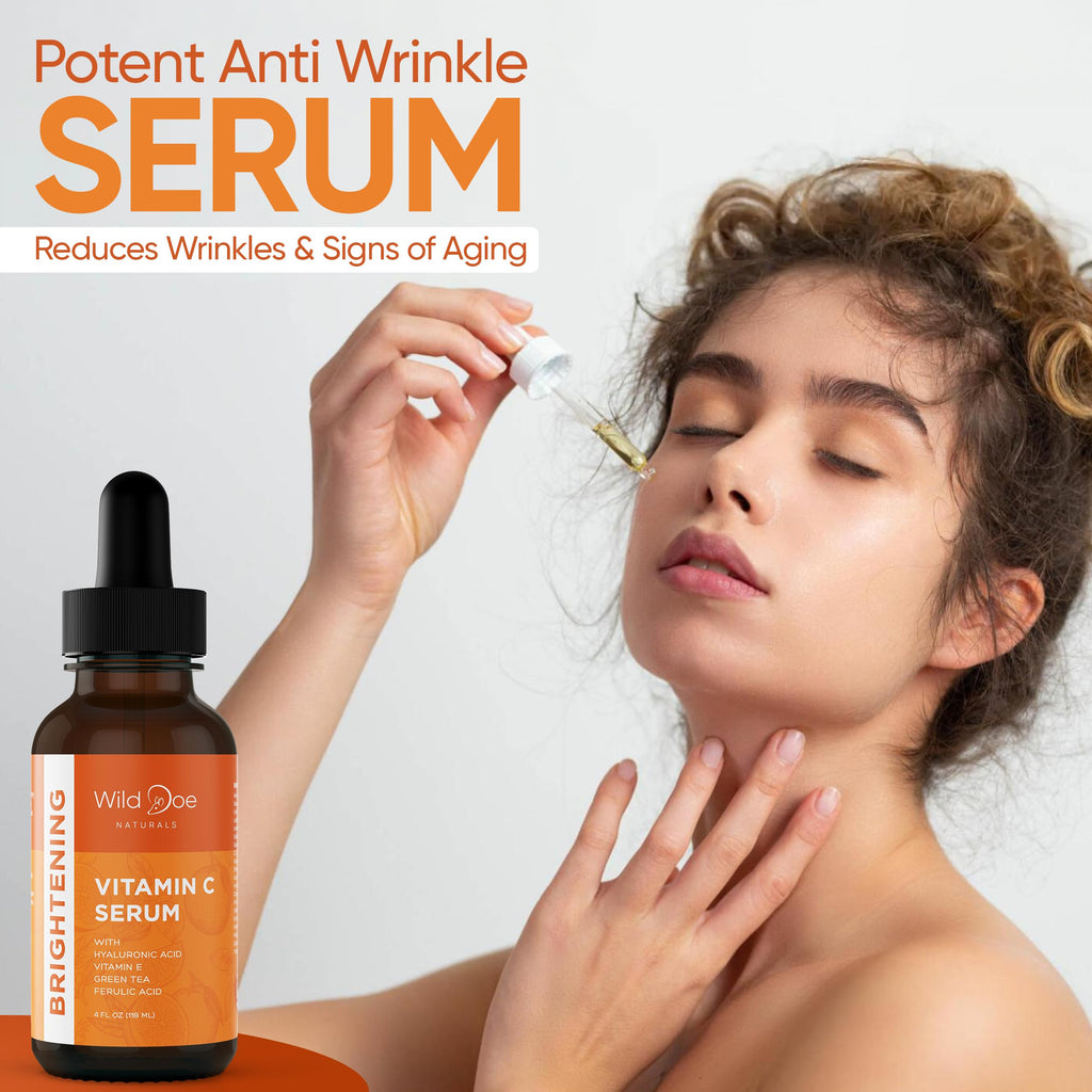 Wild Doe Naturals Vitamin C Serum with Hyaluronic Acid – Hydrating, Firming Face Serum (4 oz)
