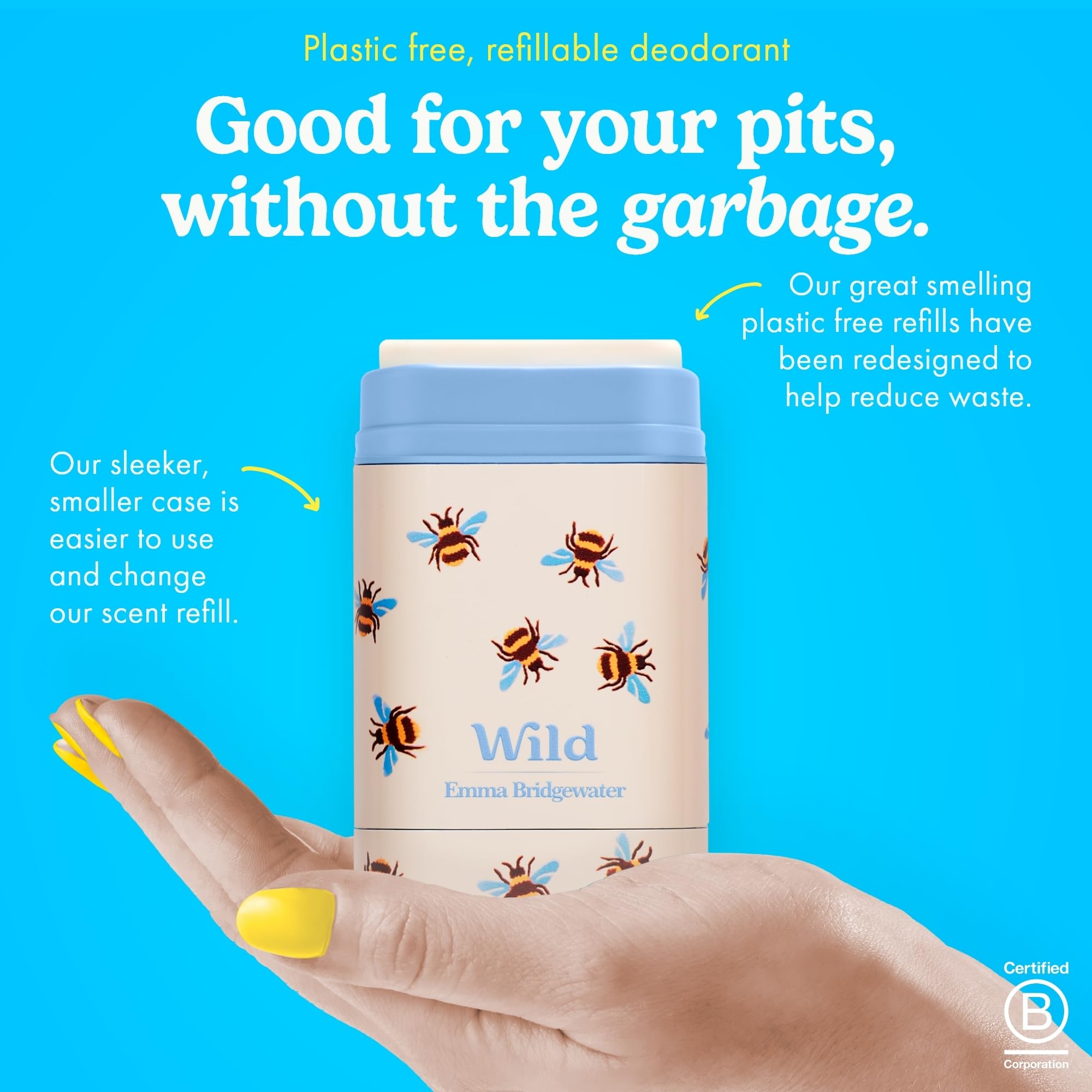 Wild - The Full Monty Starter Kit: Refillable Aluminum-Free Deodorant with 5 Fresh Scents (1.4oz x5) | Vegan