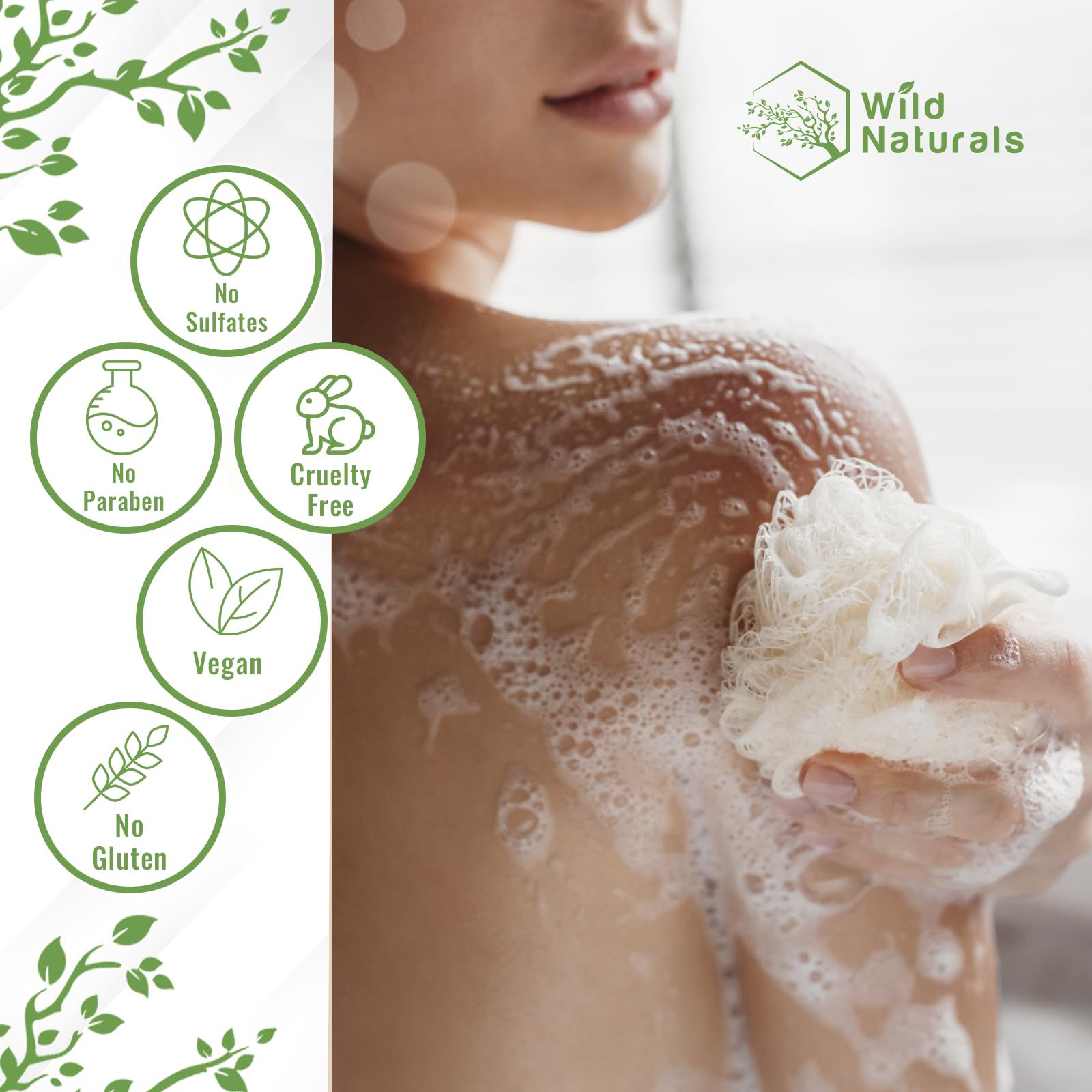 Wild Naturals Manuka Honey Body Wash – Organic, Sulfate-Free for Eczema & Psoriasis