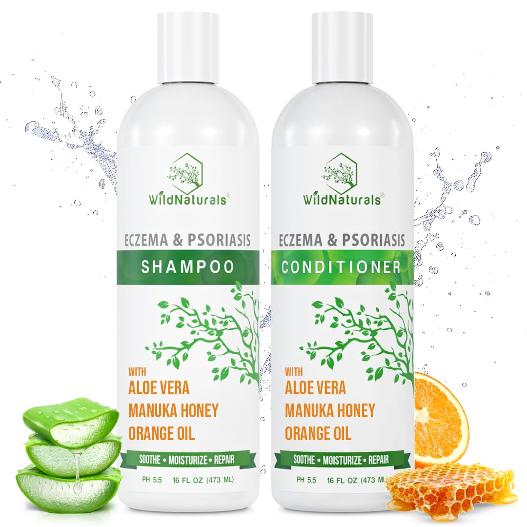 Wild Naturals Anti-Dandruff & Seborrheic Dermatitis Shampoo + Conditioner Set for Itchy Scalp