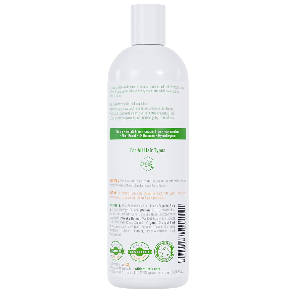 Wild Naturals Eczema Manuka Honey Shampoo – Hydrating, Sulfate-Free for Psoriasis & Dry Scalp